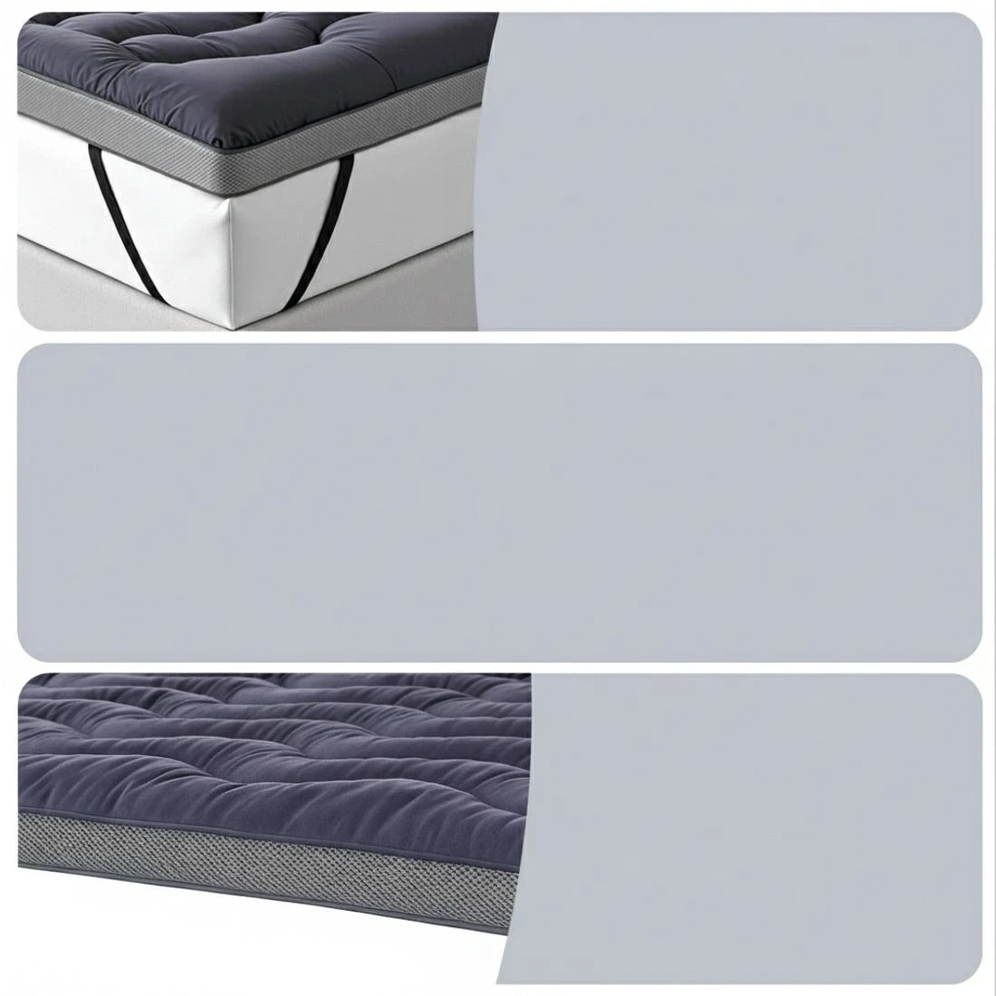 6 Giselle 5cm Mattress Topper Pillowtop toppers Bamboo Charcoal Queen - Charcoal, 6 of 7