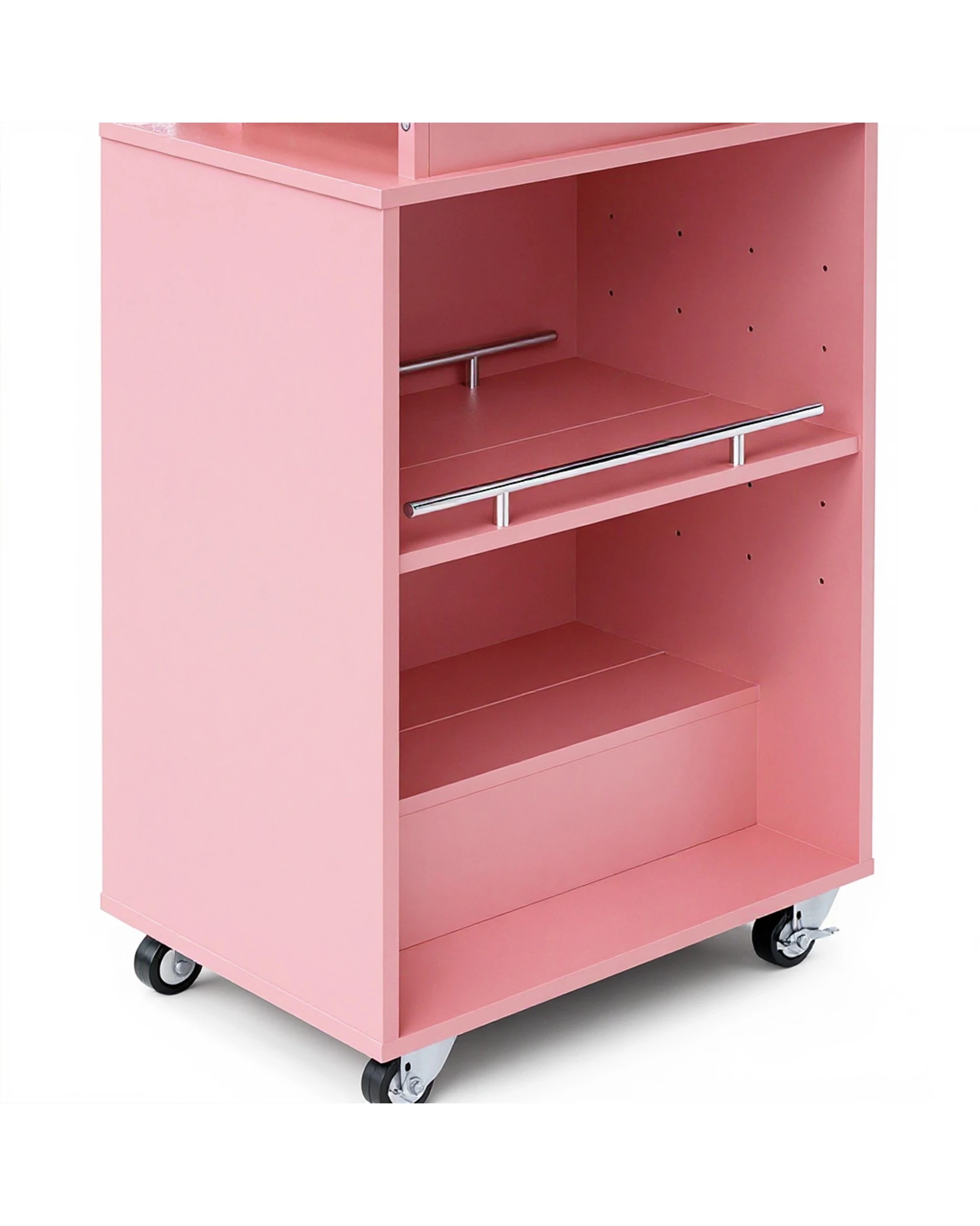 7 Advwin Manicure Table Vanity Desk for Nail Tech with Dust Collector Wrist Rest Lockable Wheels - Pink, 7 of 10