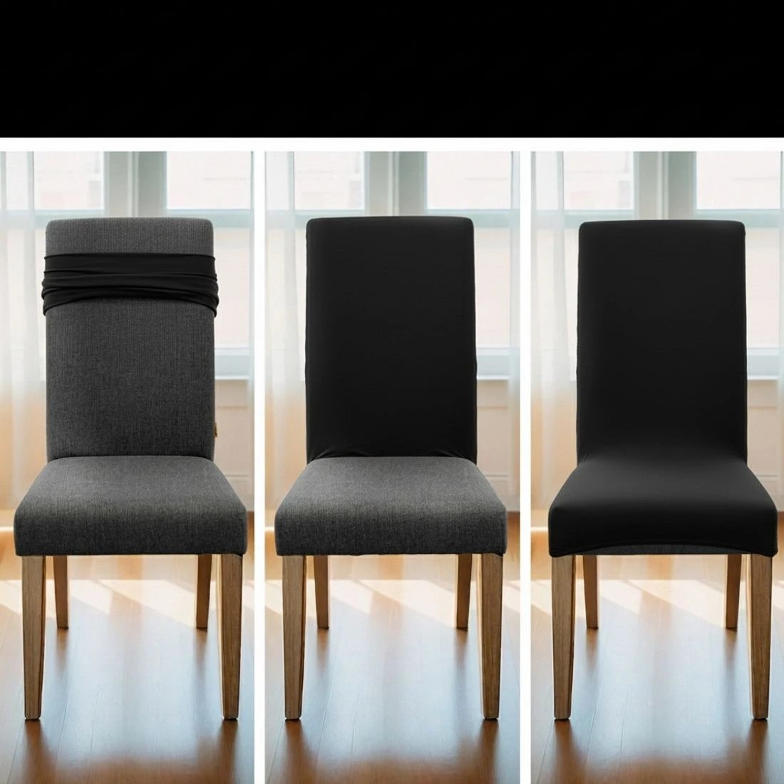 6 Artiss Dining Chair Covers 6x Slipcovers Spandex Stretch Banquet Wedding - Black, 6 of 6