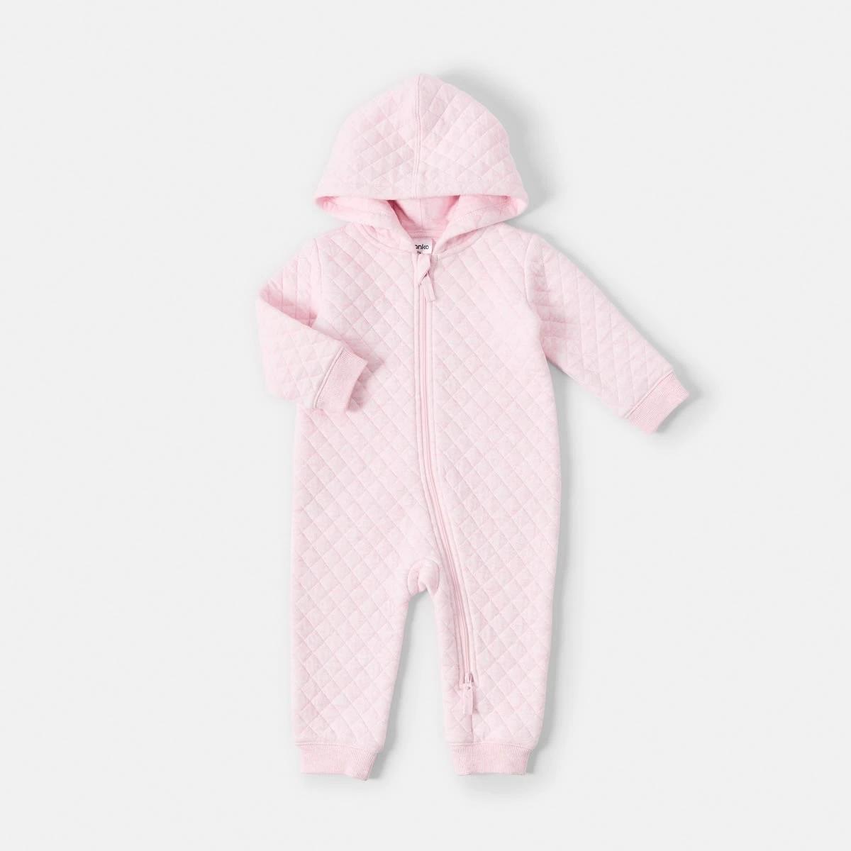1 Quilted Pramsuit Pink Marle, 1 of 3