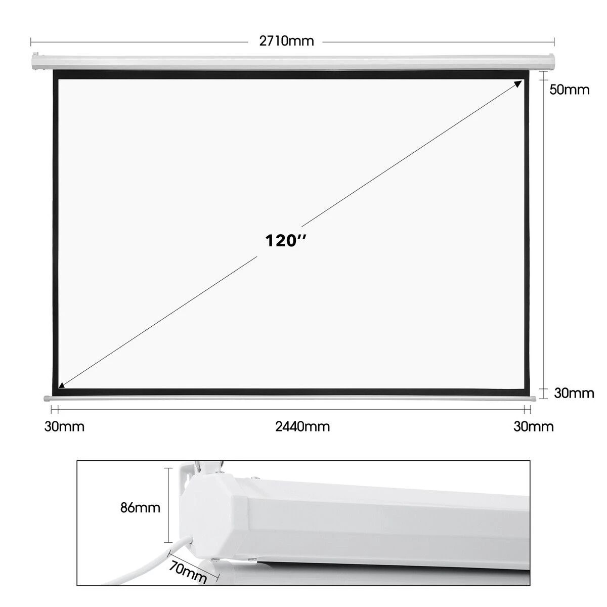 2 AUSWAY 120 Inch Projector Screen Large Motorised Electric, 2 of 6