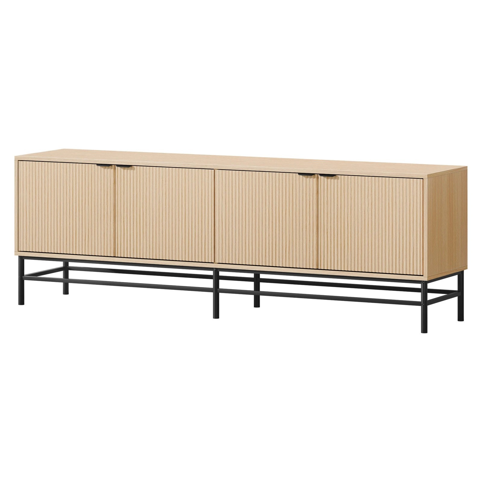 1 Alfordson Entertainment Unit TV Cabinet Stand 180cm Storage 4 Tiers Shelf - Oak, 1 of 10