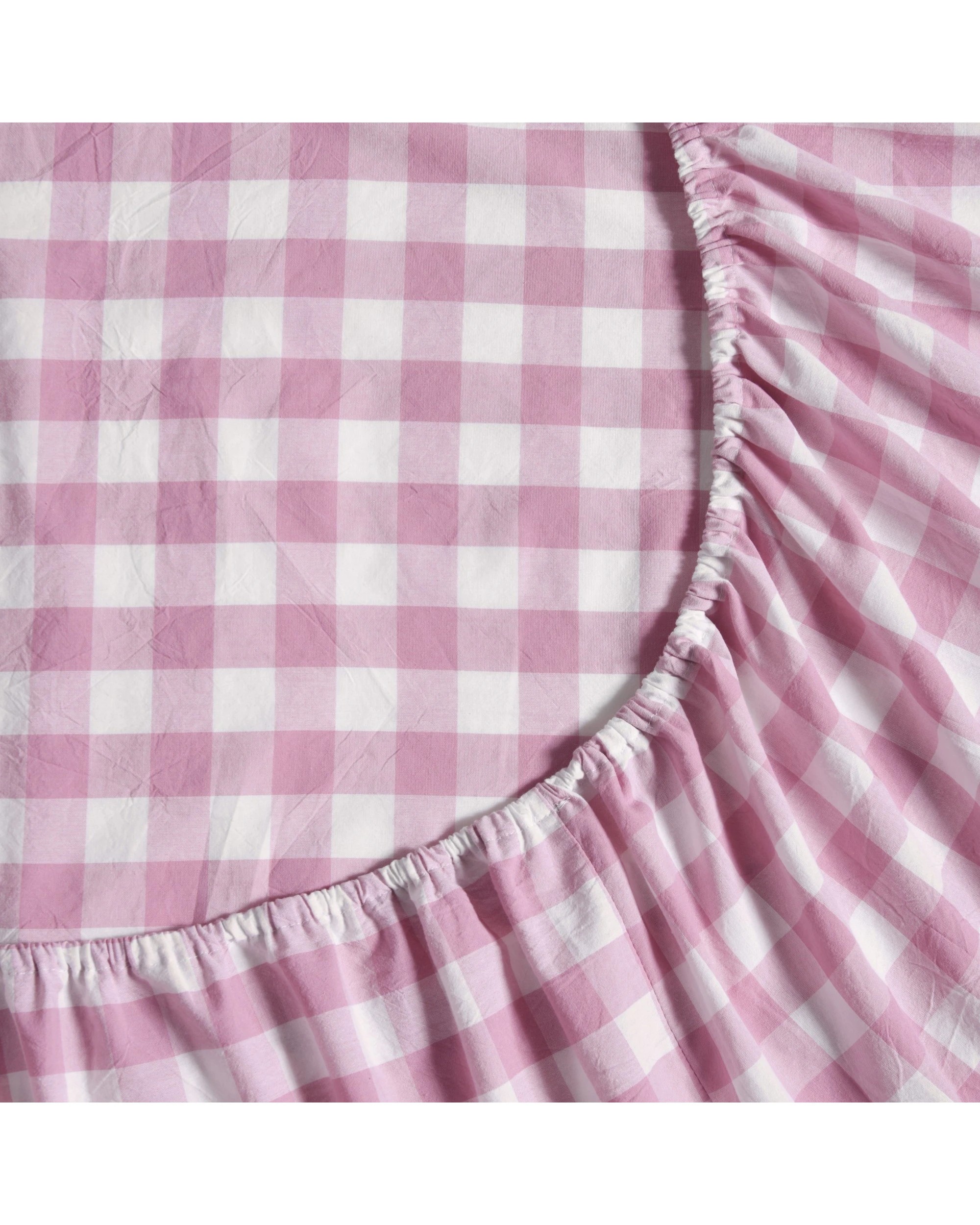 4 Dreamaker Lola Yarn Dyed Washed Cotton Gingham Sheet Set - Double Bed - Pearl Pink, 4 of 7