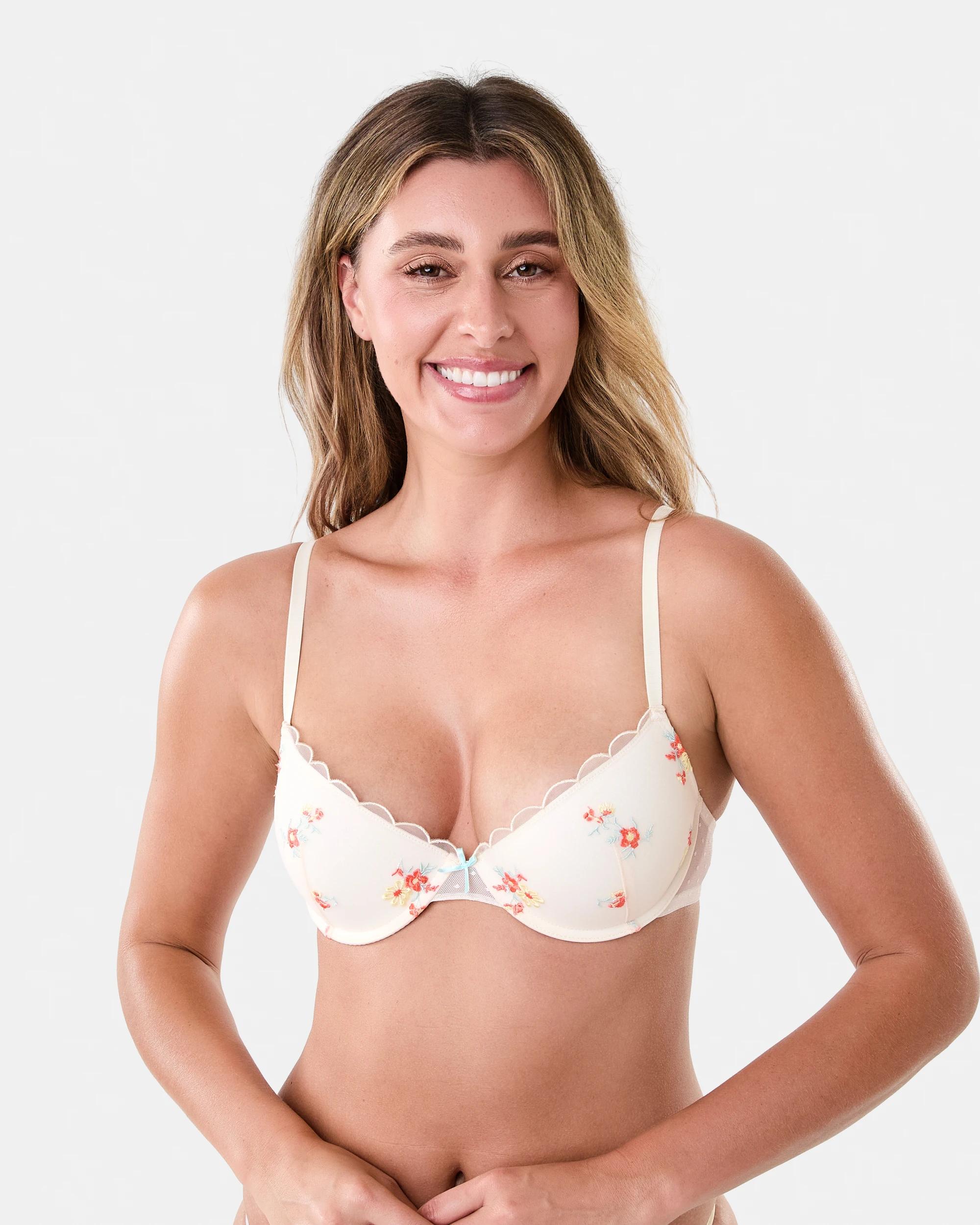 1 Co-ordinated Embroidered Mesh Push-Up Bra Flrl Emb