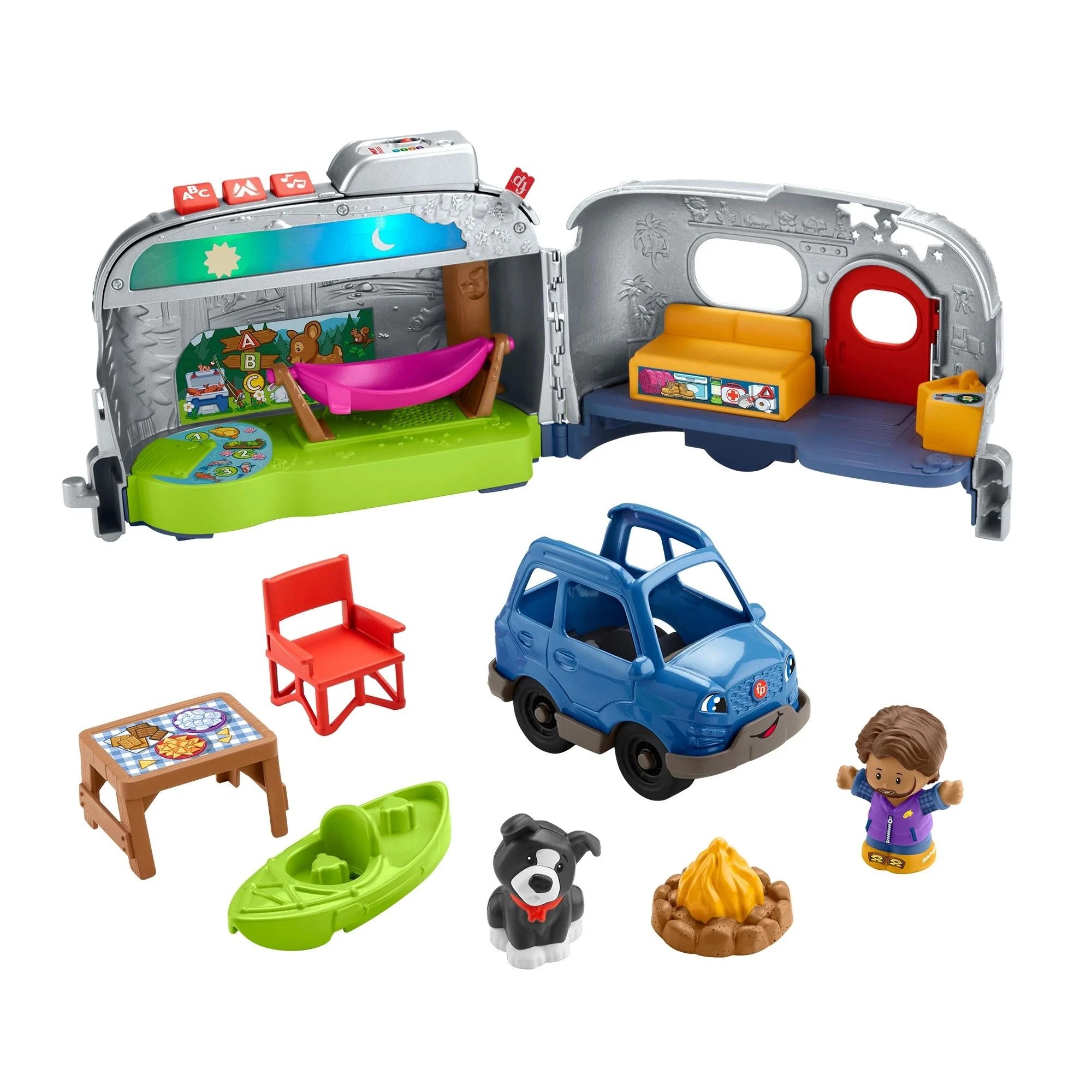 3 Fisher-Price Little People Light-Up Learning Camper - Blue, 3 of 9