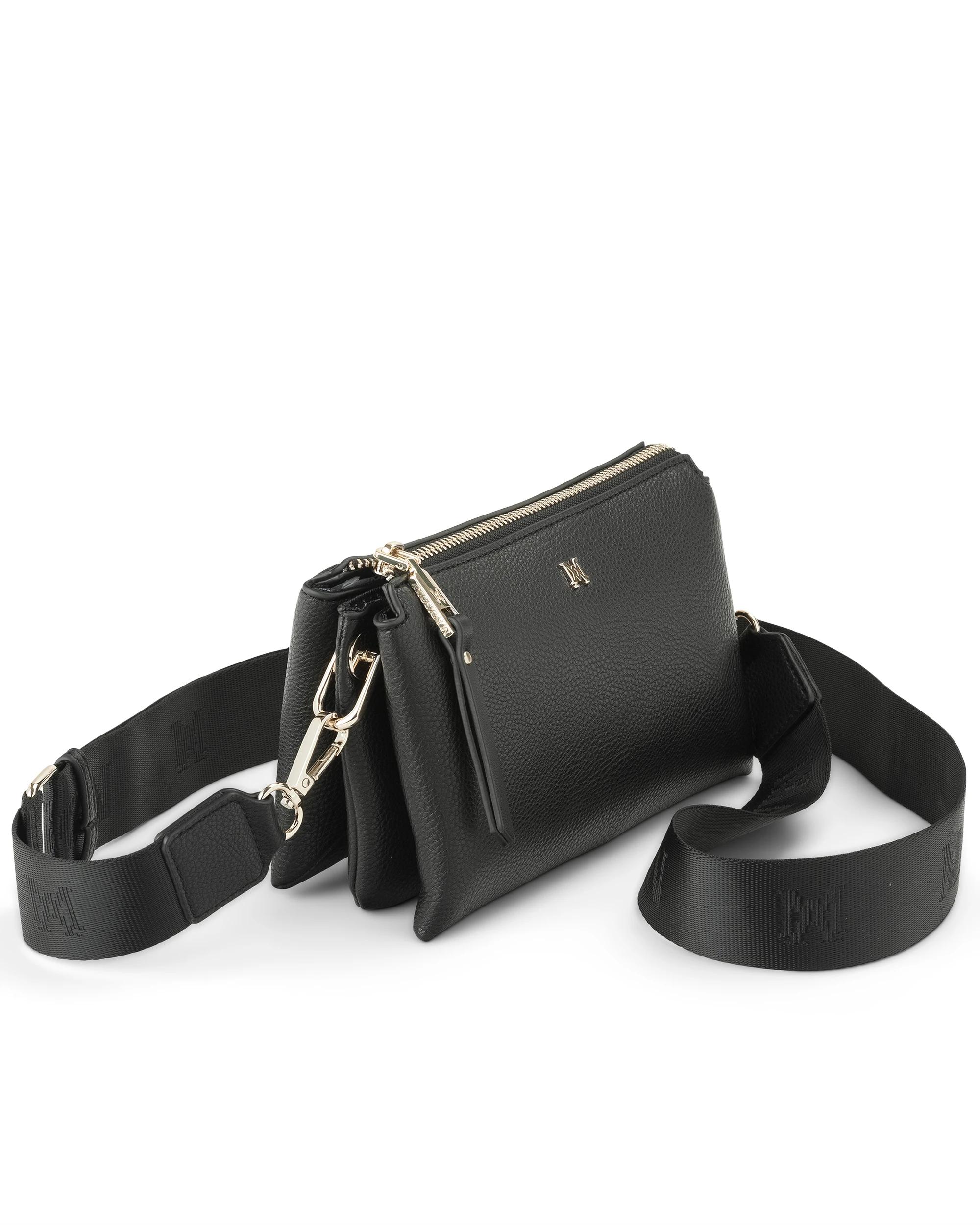 2 Madison Accessories Josie Small 3 Compartment Crossbody Bag BLACK, 2 of 8