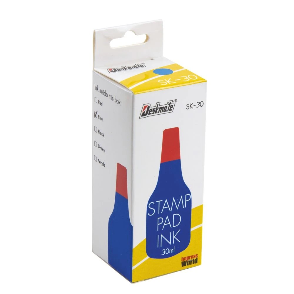 2 Deskmate Stamp Pad Refill Ink 30mL Blue, 2 of 2