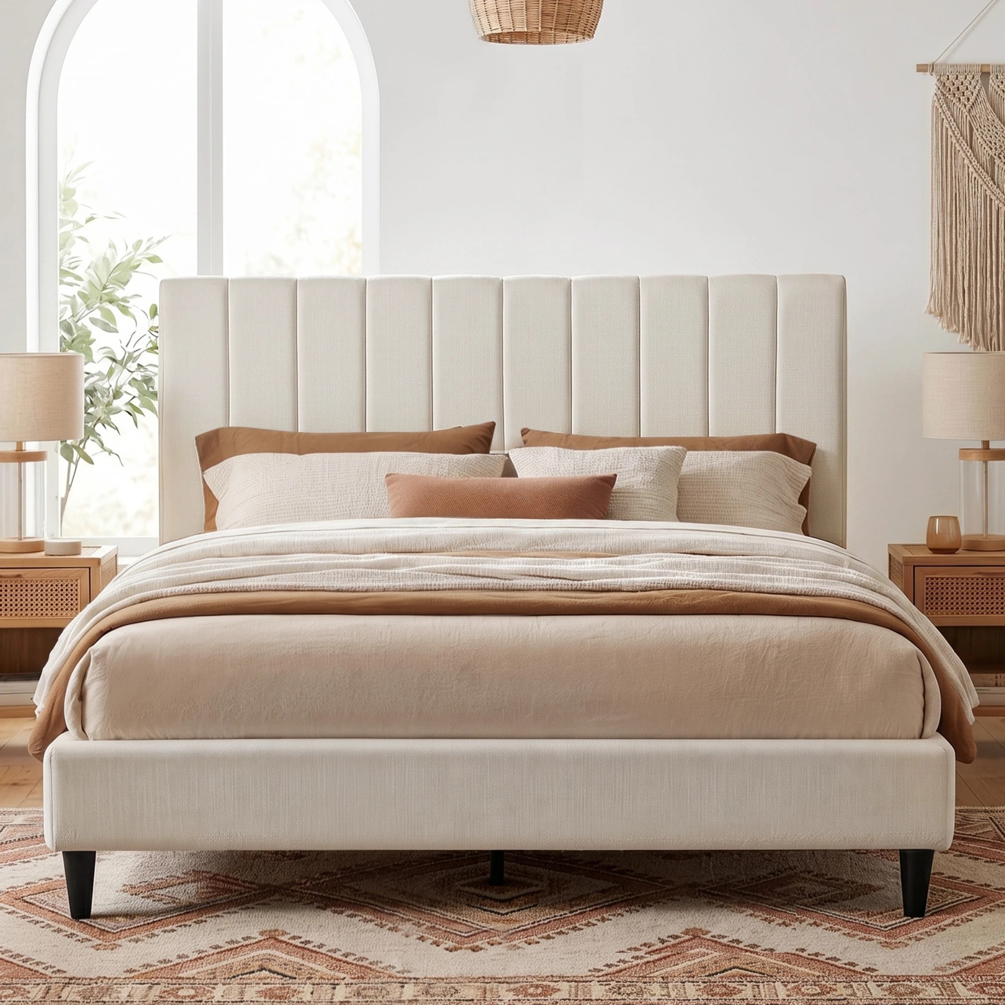 4 Artiss Bed Head Headboard King Linen 183CM - Beige, 4 of 8