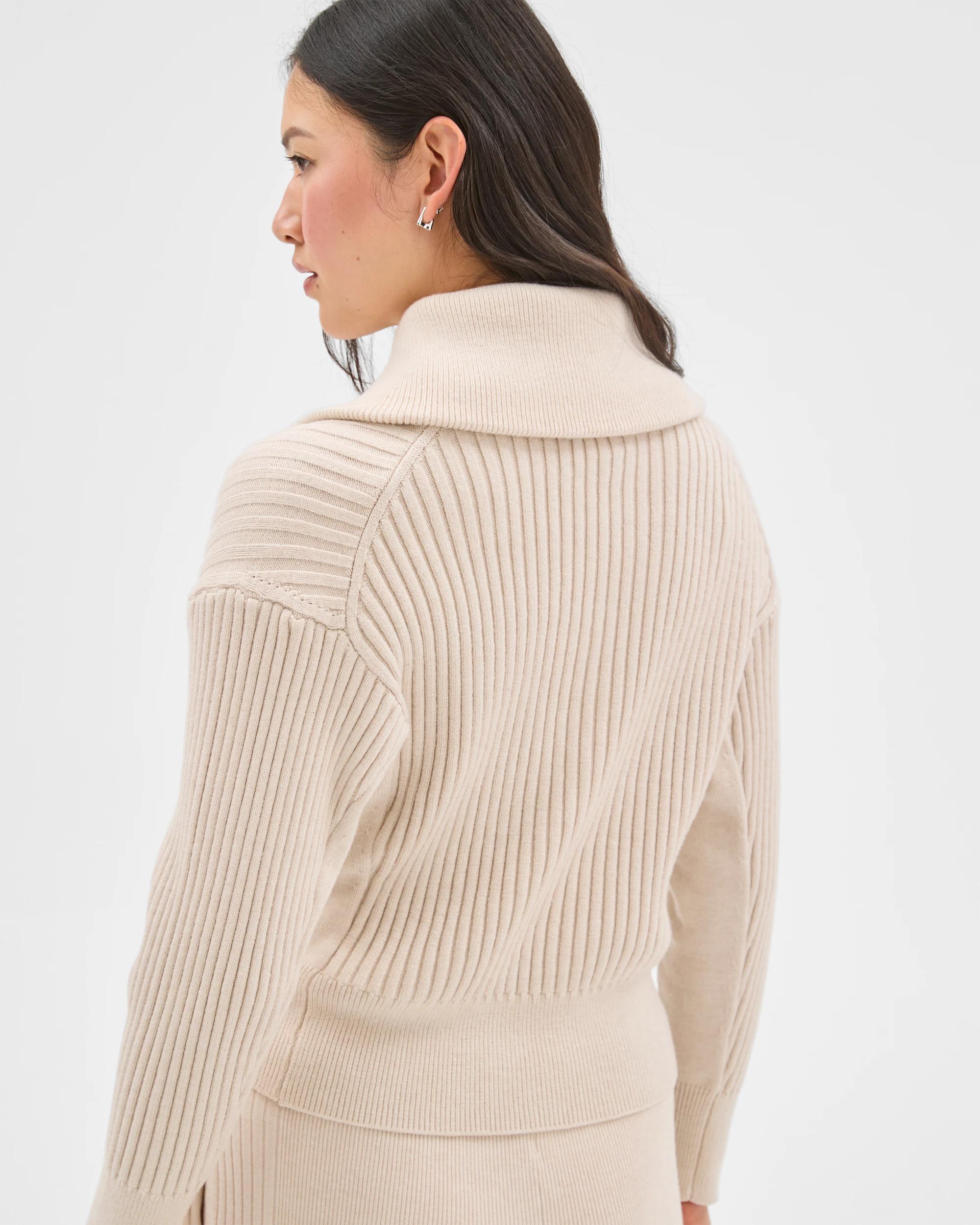 7 Target Woman Clean Knit Rib Zip Through Jumper BIRCH MARLE, 7 of 7