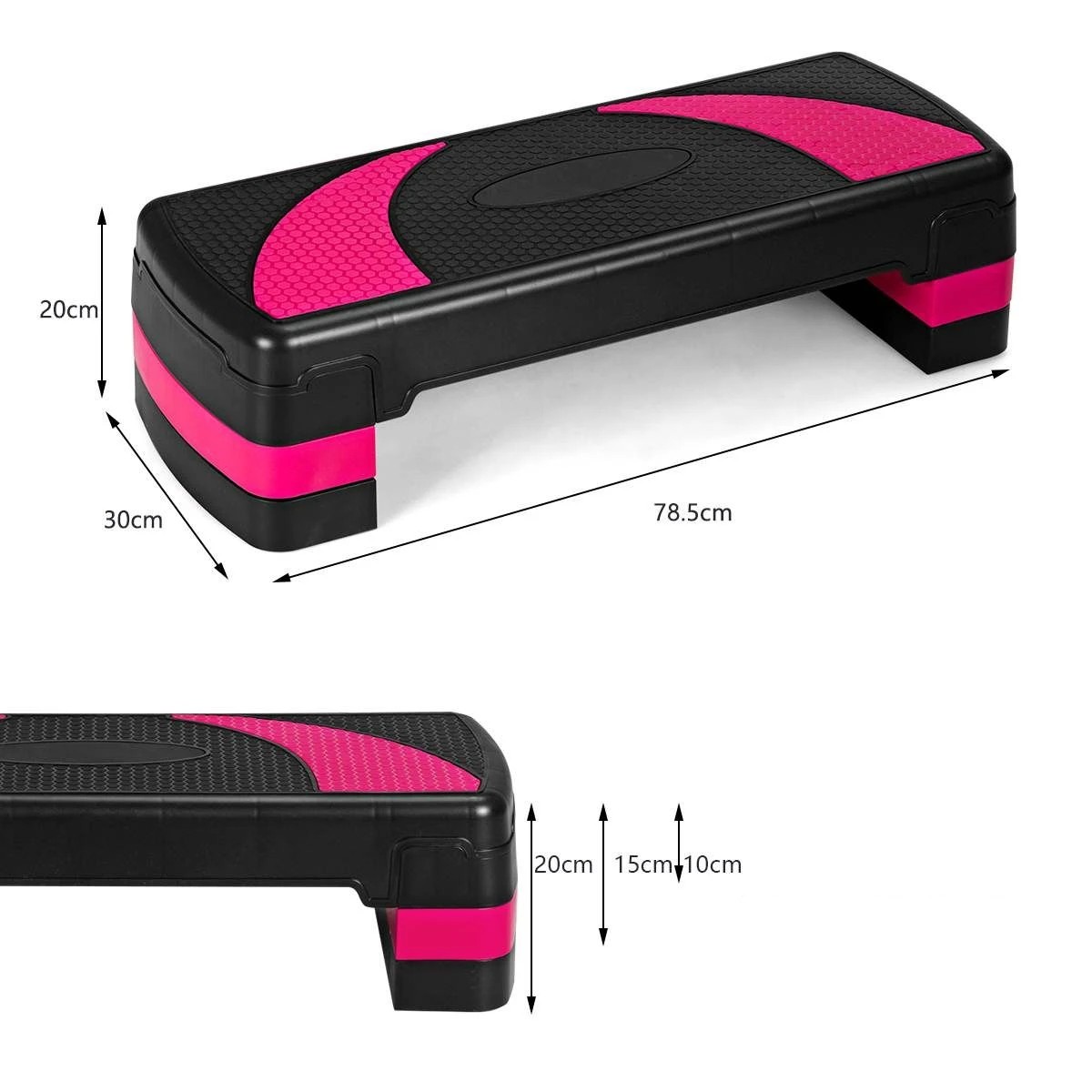 2 Costway 80cm Adjustable Aerobic Stepper Exercise Step Platform Cardio Fitness Bench, 2 of 2