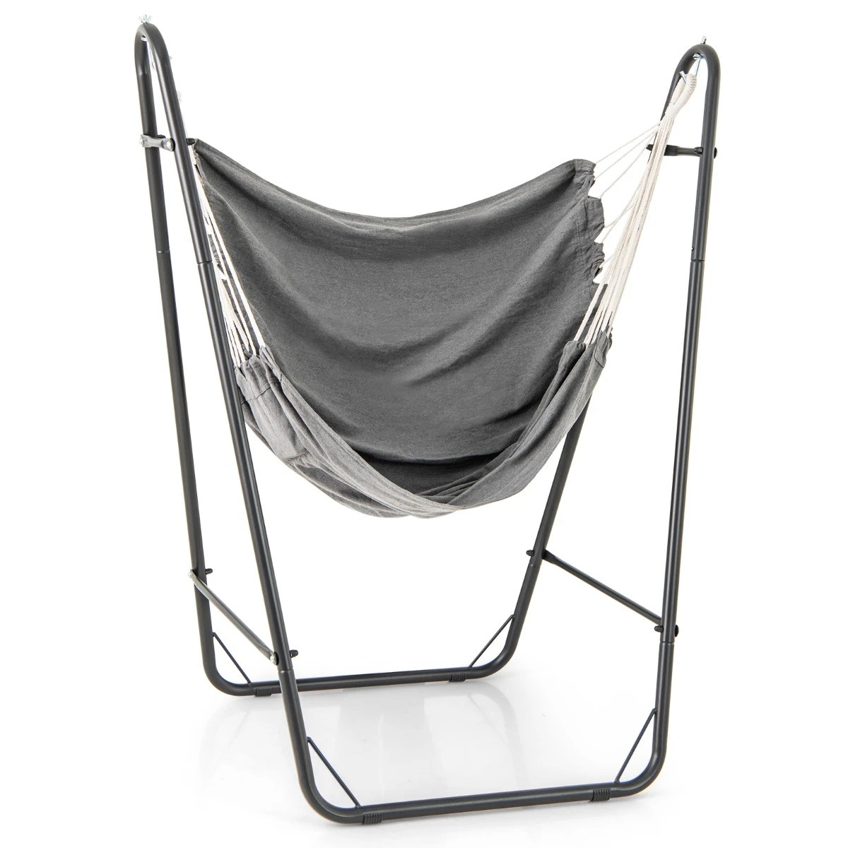 1 Costway Hammock Chair Portable Swing Hanging Chairs w/Metal Stand - Grey, 1 of 3