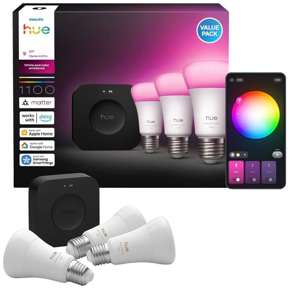 3 Philips Hue White and Colour Smart Bulb 11W A60 E27  3PK, 3 of 7