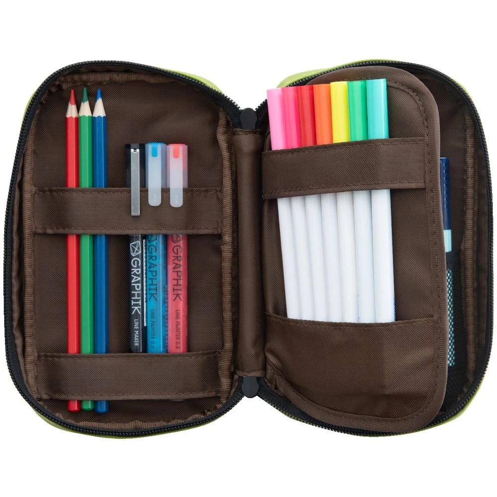 4 Lihit Lab Single Zip Multi Compartment Pencil Case Lime, 4 of 4