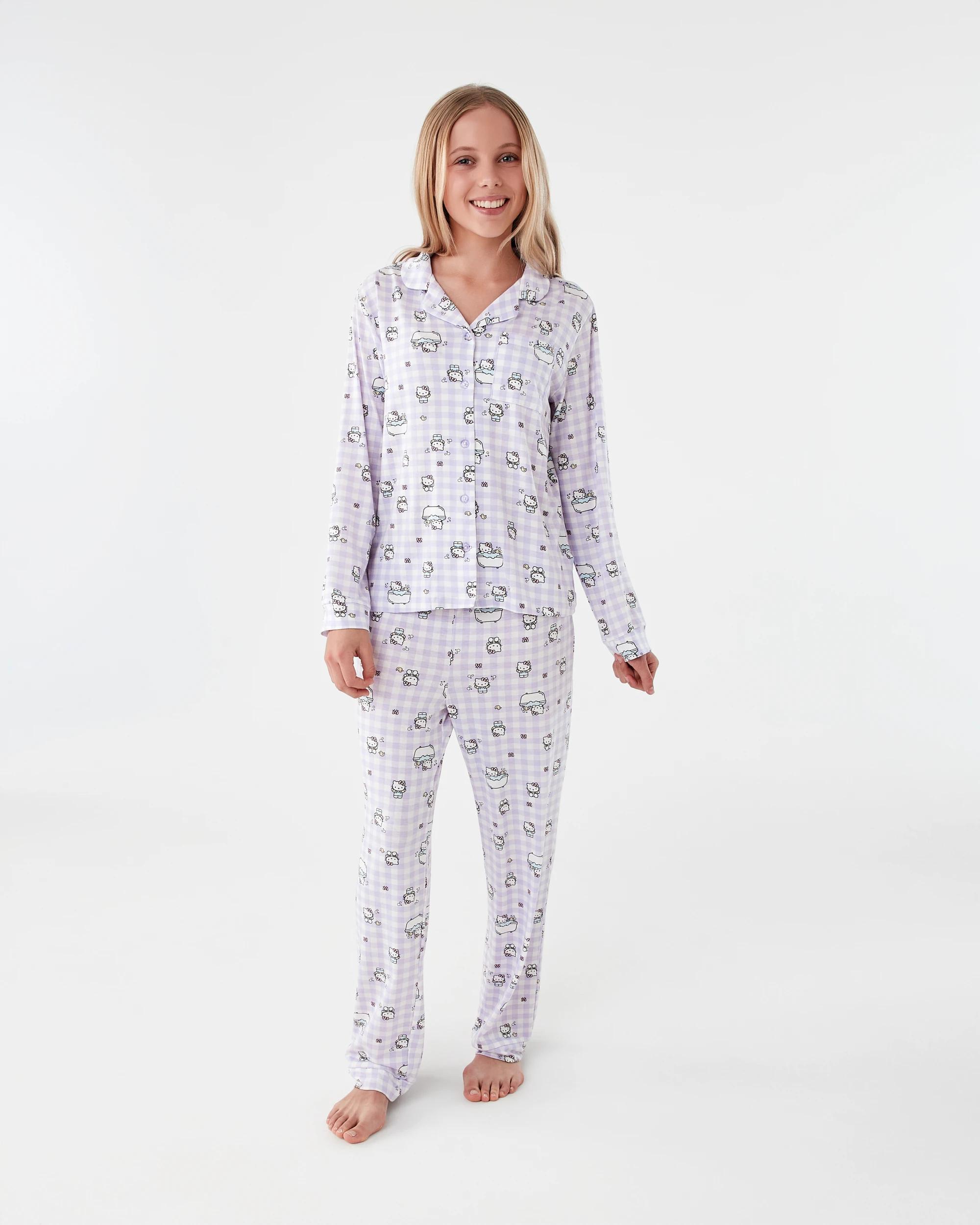 1 Hello Kitty License Button Down Pyjama Set H Kitty, 1 of 8