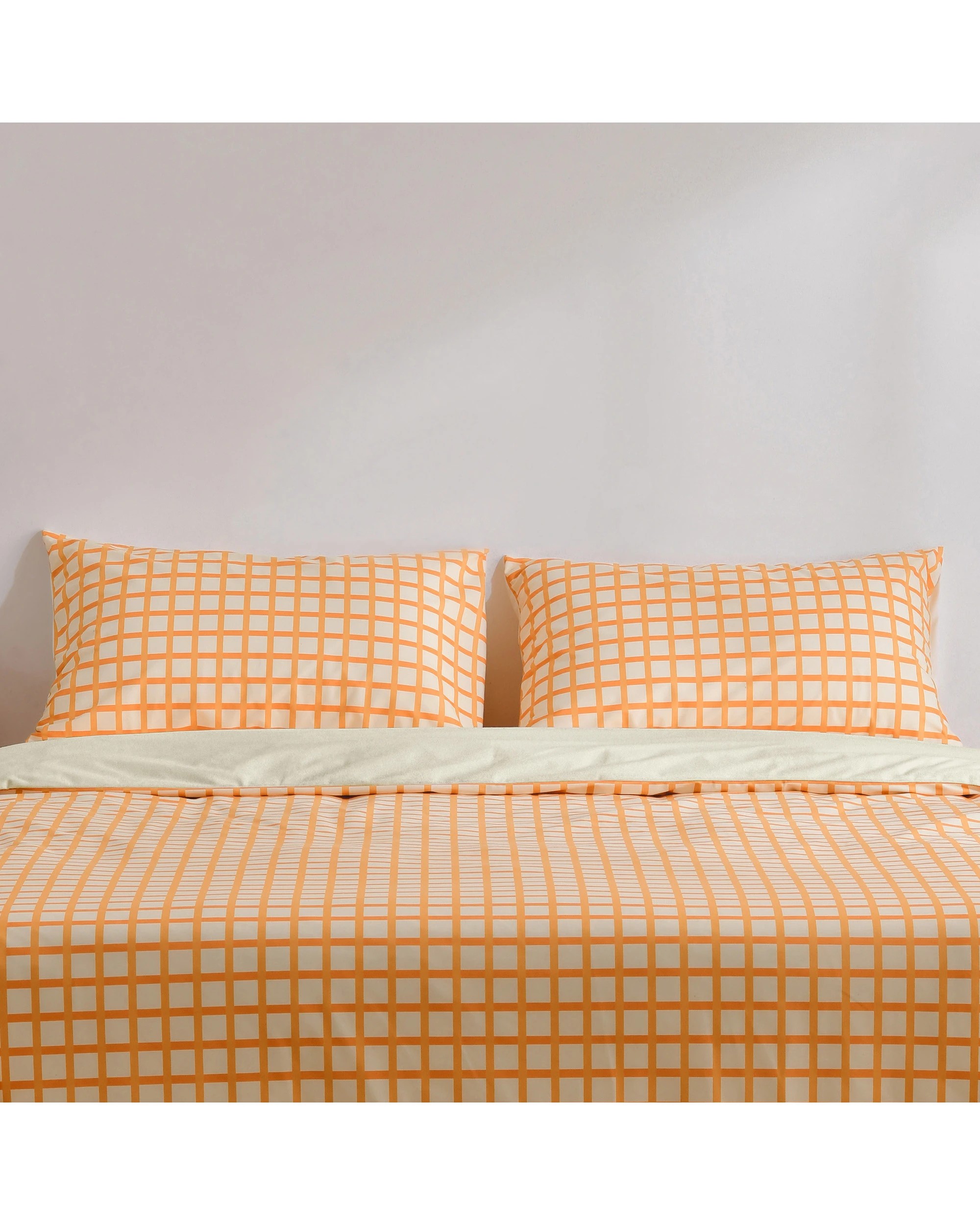 3 Dreamaker Micro Flannel Reversible Grid Quilt Cover Set - Double Bed - Chai, 3 of 9