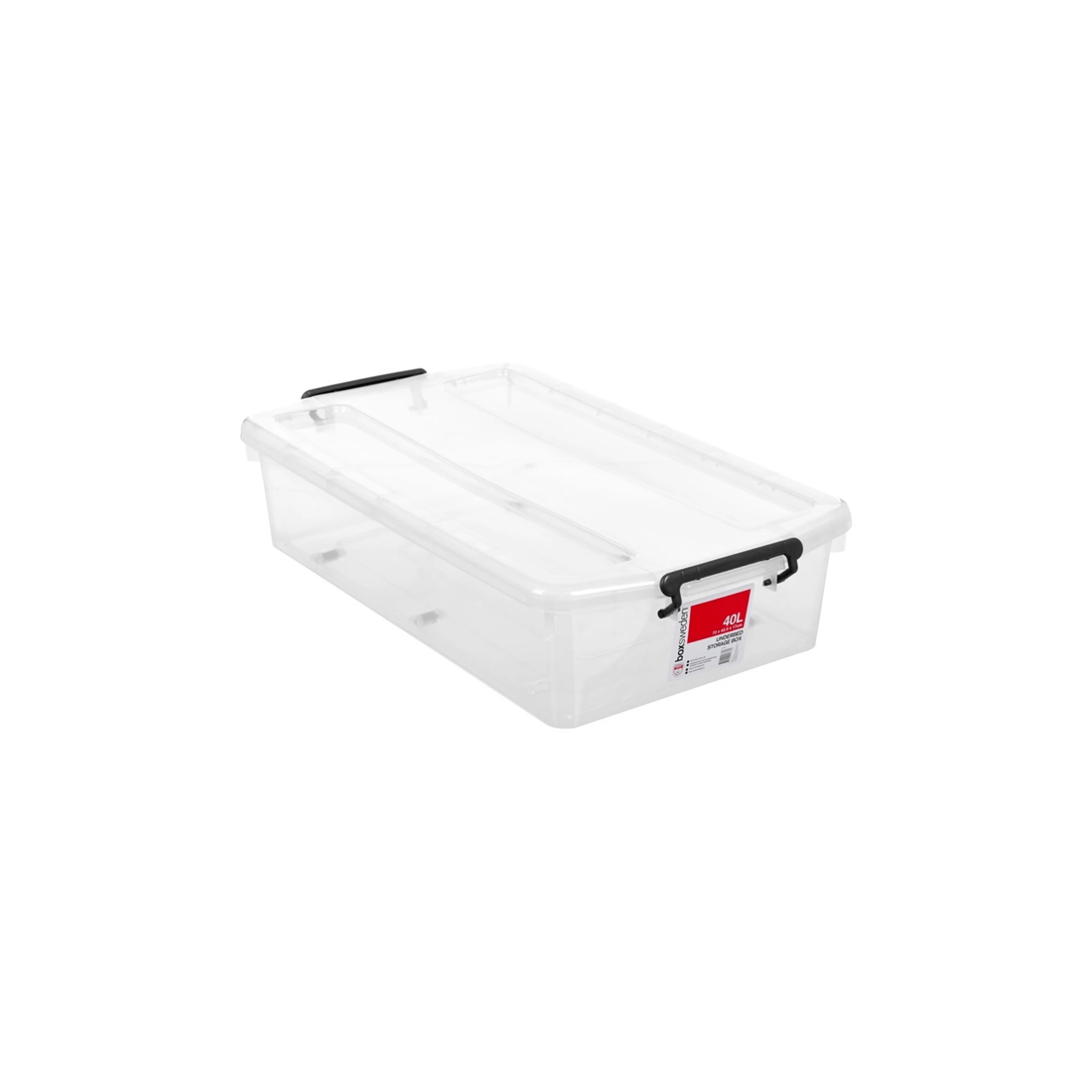 1 Boxsweden 40l 73cm Rectangle Underbed Storage Container Box With Wheels And Clip Lock Lid.
 - Clear, 1 of 3
