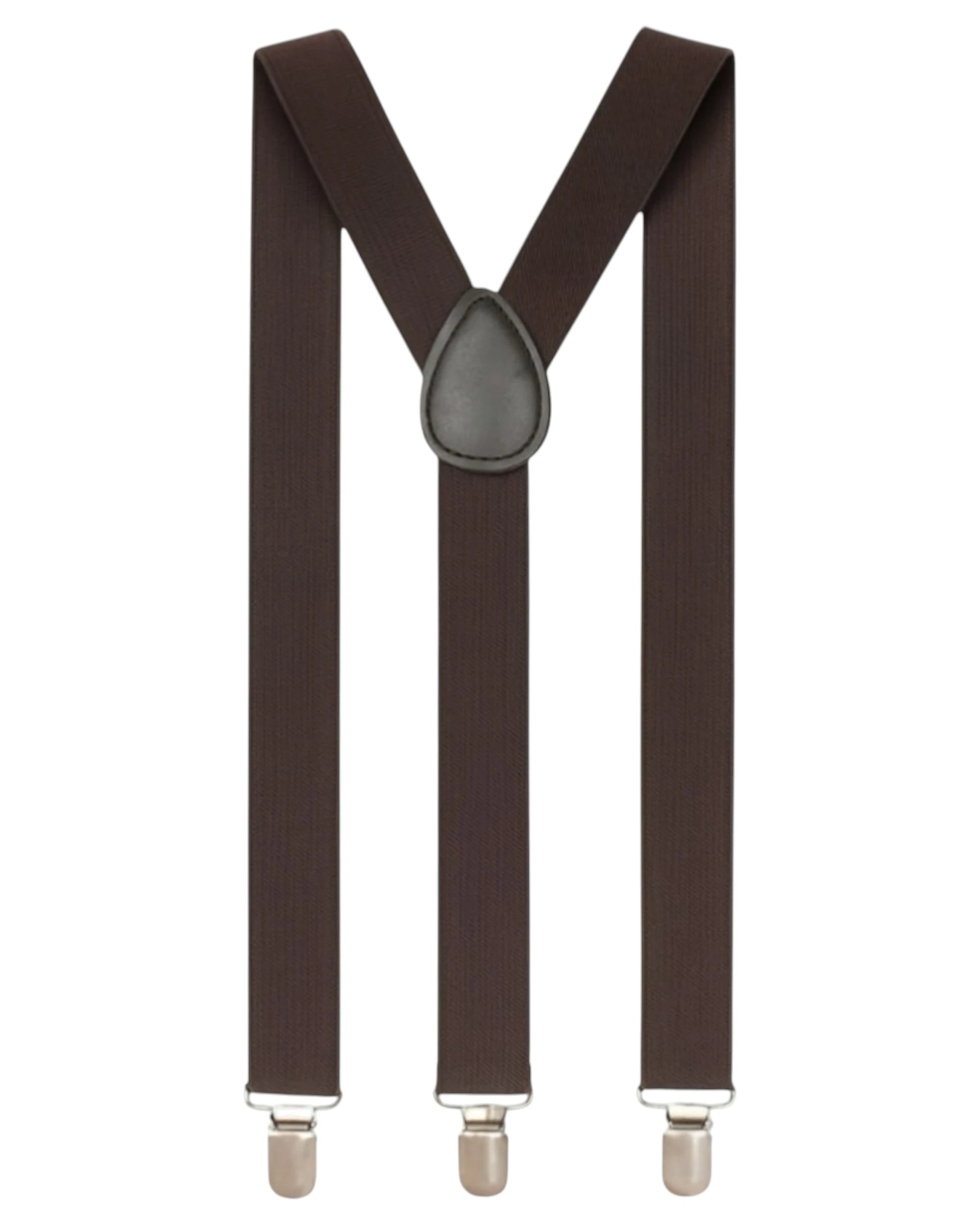 1 Zasel Mens Extra Long Adjustable 138cm Dark Brown Suspenders - Brown, 1 of 7