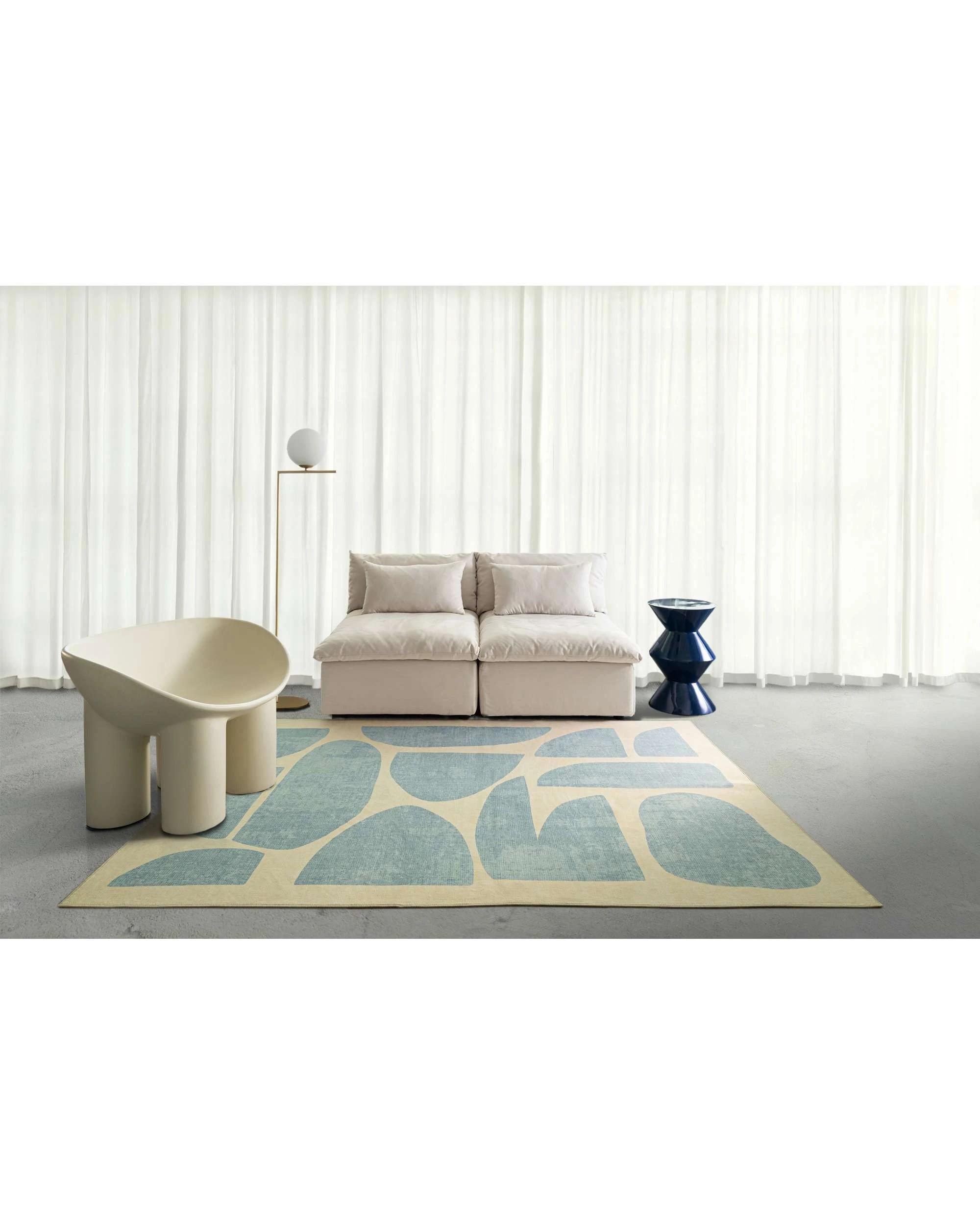 2 Loopsie Noho Printed Washable Rug-220cm x 150cm - Blue, 2 of 8