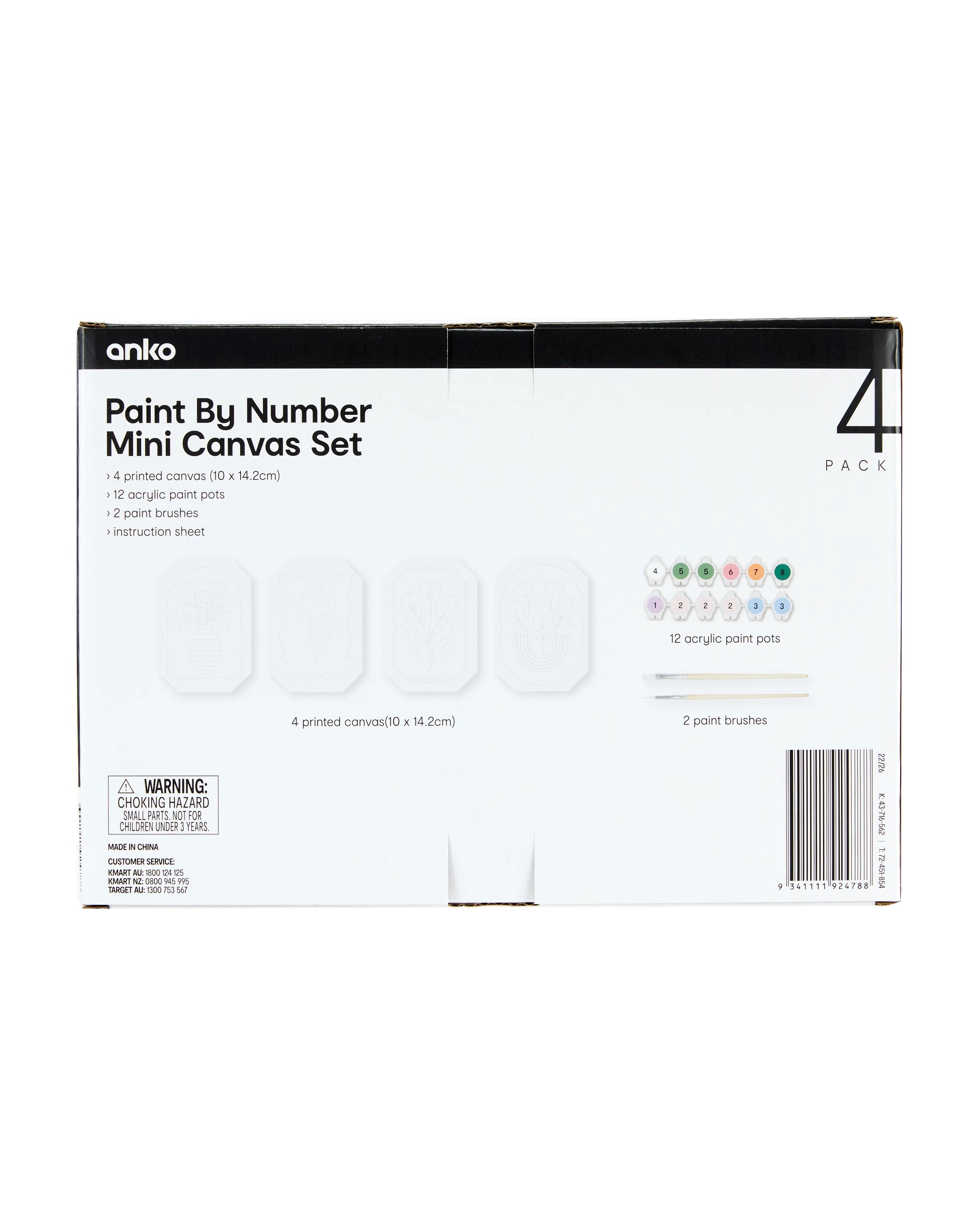 4 4 Pack Paint by Numbers Mini Canvas Set - Bloom Core, 4 of 4