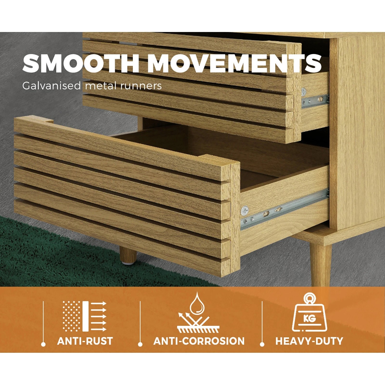 7 Oikiture Bedside Tables Side Table 2 Drawers Bedroom Storage Cabinet
 - Natural, 7 of 10