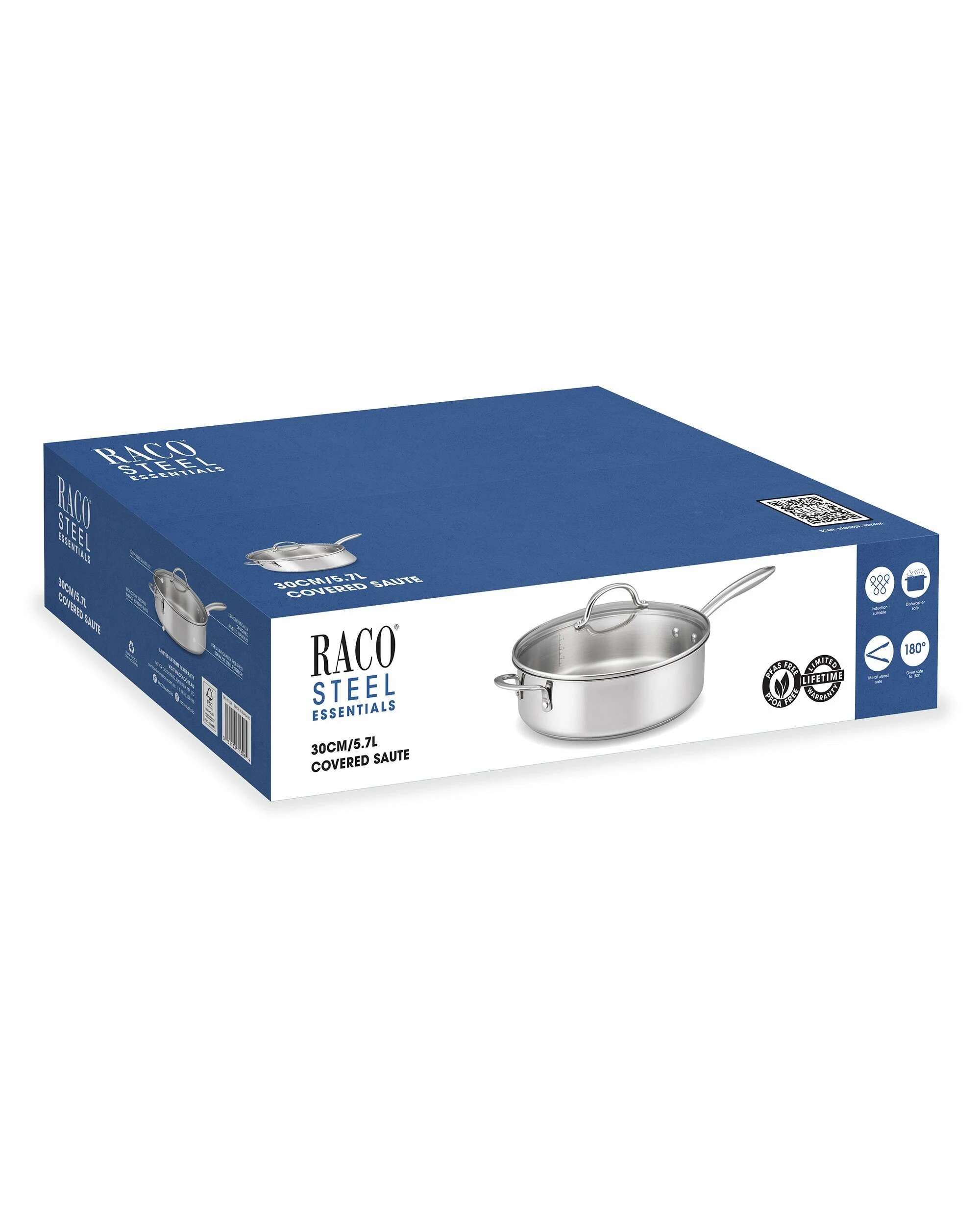 2 RACO Steel Essentials Stainless Steel Induction Covered Saute 30cm/5.7L - Silver, 2 of 2