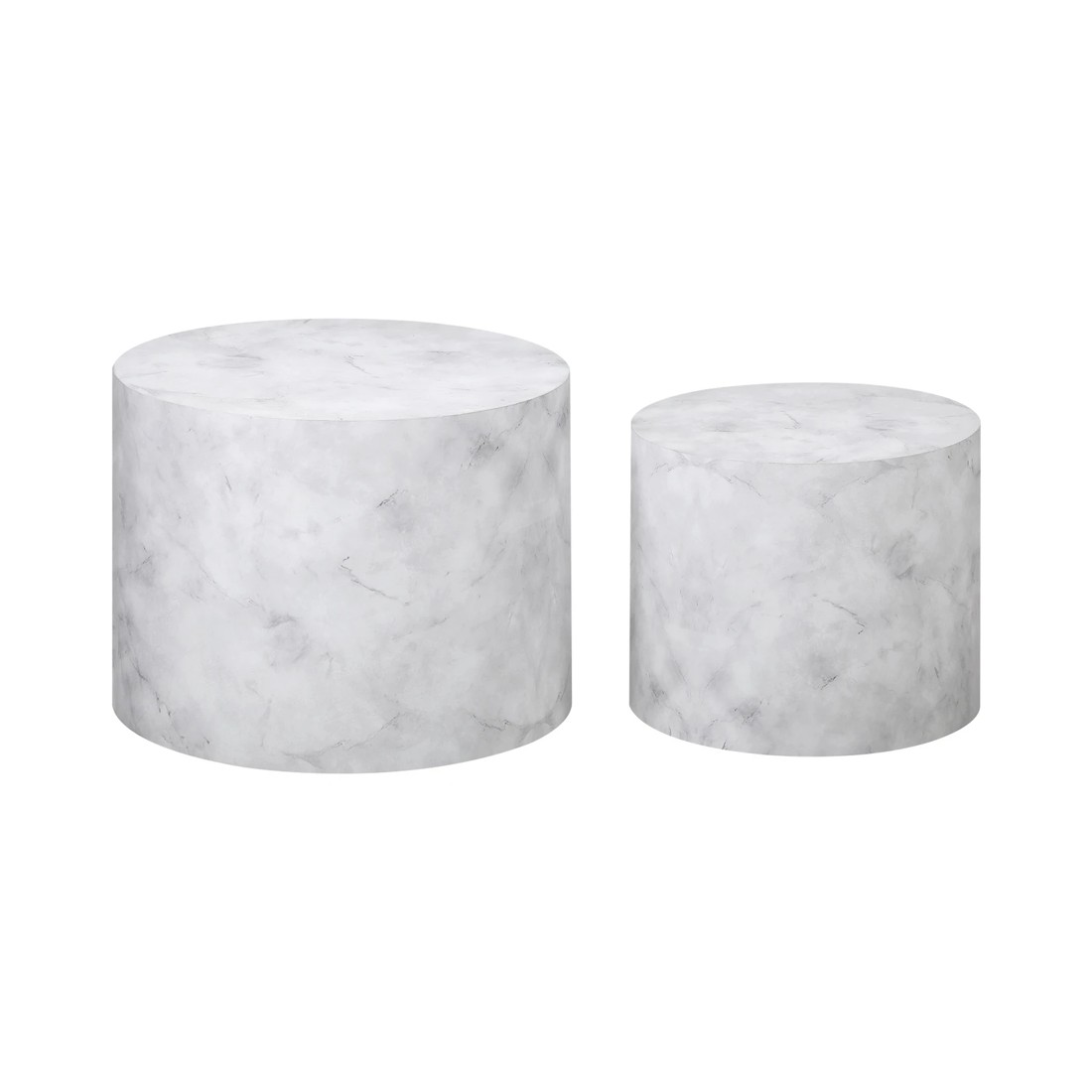 7 Oikiture Coffee Table Set Of 2 Round Side Tables Sofa Cafe Marble Effect
 - White, 7 of 10