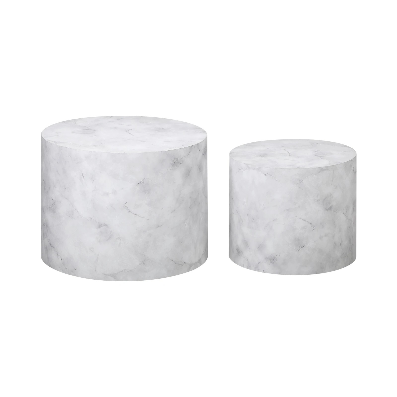 7 Oikiture Coffee Table Set Of 2 Round Side Tables Sofa Cafe Marble Effect
 - White, 7 of 10