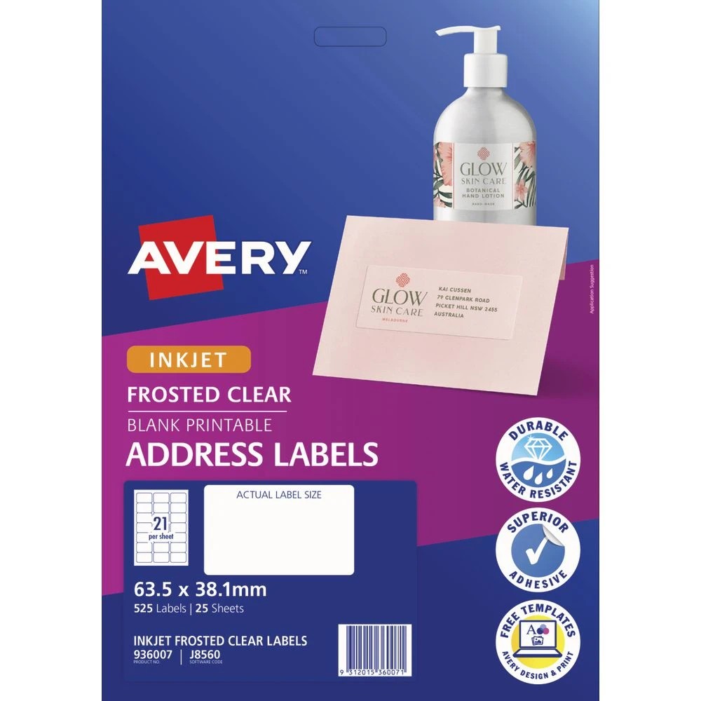 2 Avery 21UP Inkjet Mailing Labels Clear 25 Sheets, 2 of 5