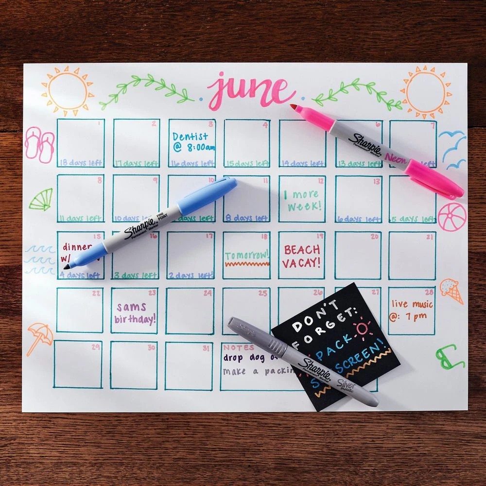 5 Sharpie Fine Neon Permanent Markers Assorted 5 Pack, 5 of 5