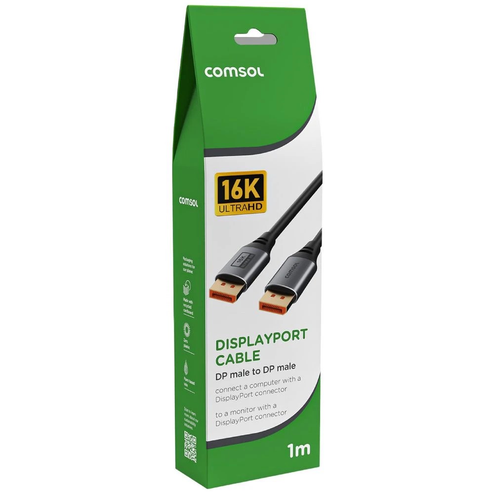 2 Comsol DisplayPort Cable 16K 1m Black, 2 of 5