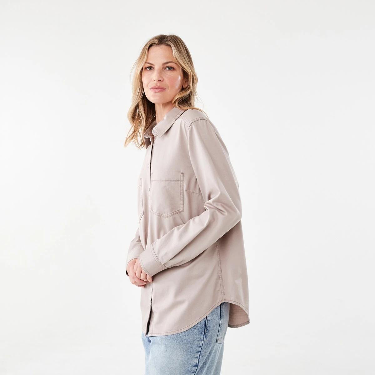 2 Long Sleeve Cotton Slub Shirt Storm Pnk, 2 of 7