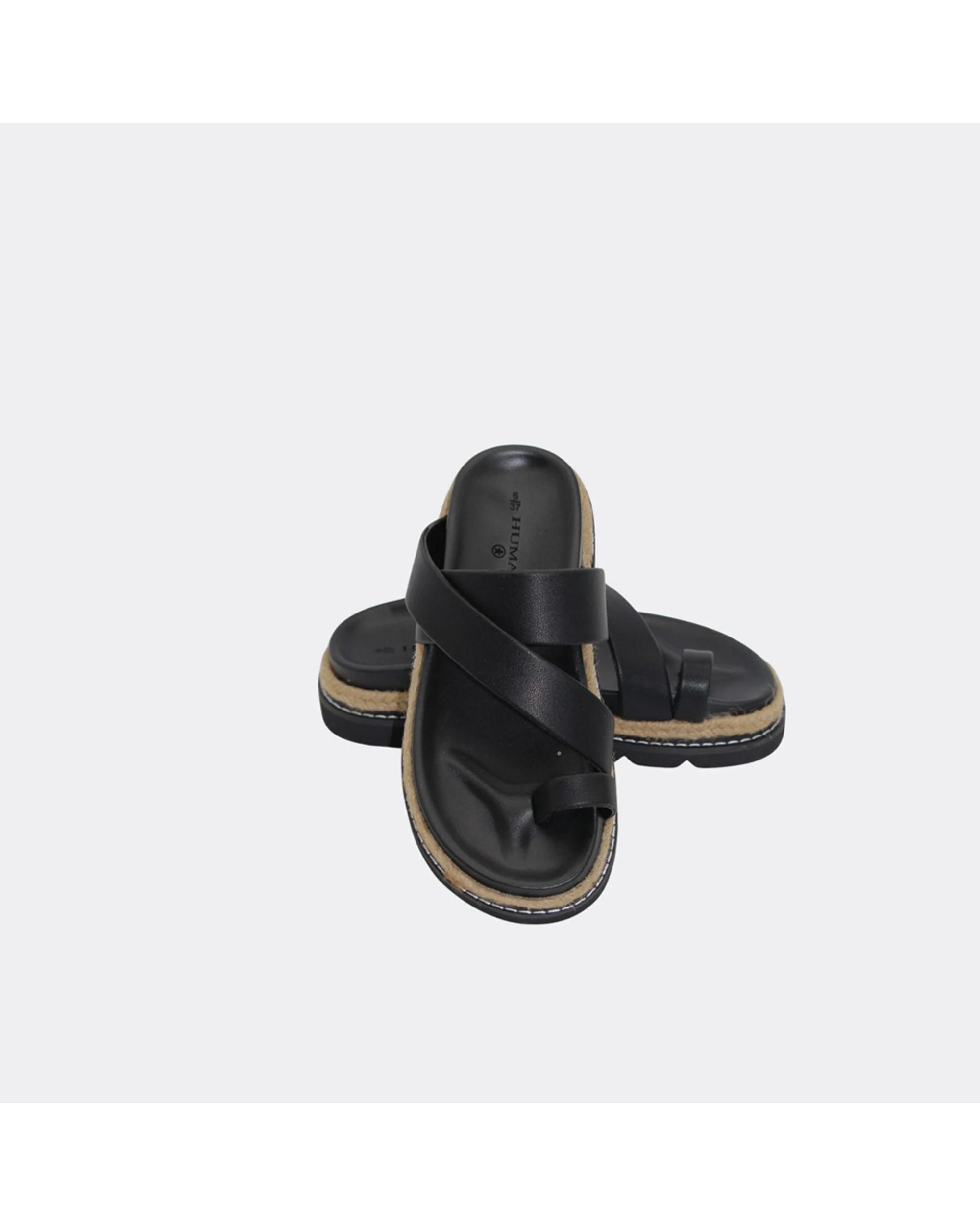 2 Human Shoes Poppy Women Slides Crossover Straps Padded Sandals Black BLACK, 2 of 7