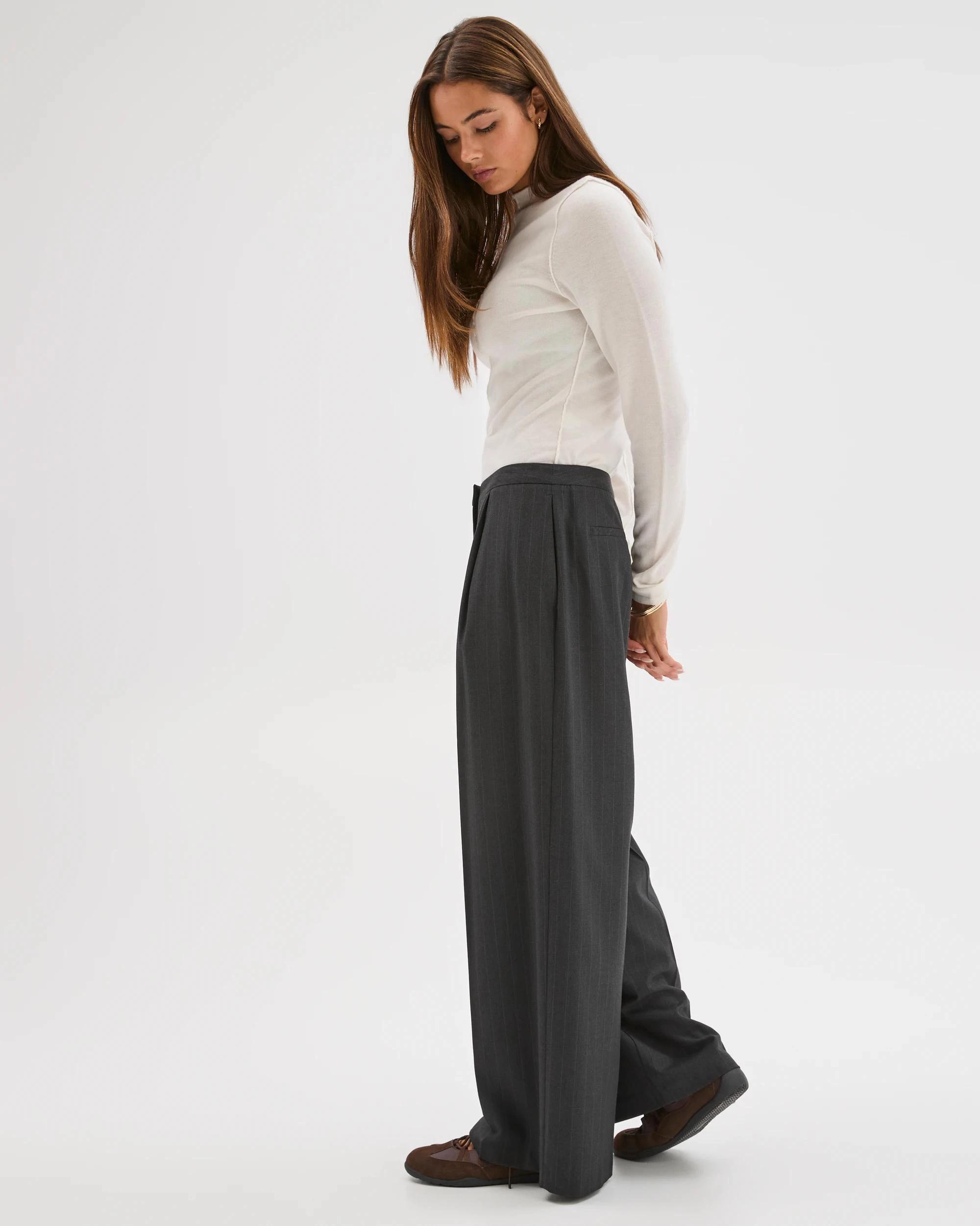 4 Lily Loves Wide Leg Tailored Pants CHARCOAL, 4 of 7