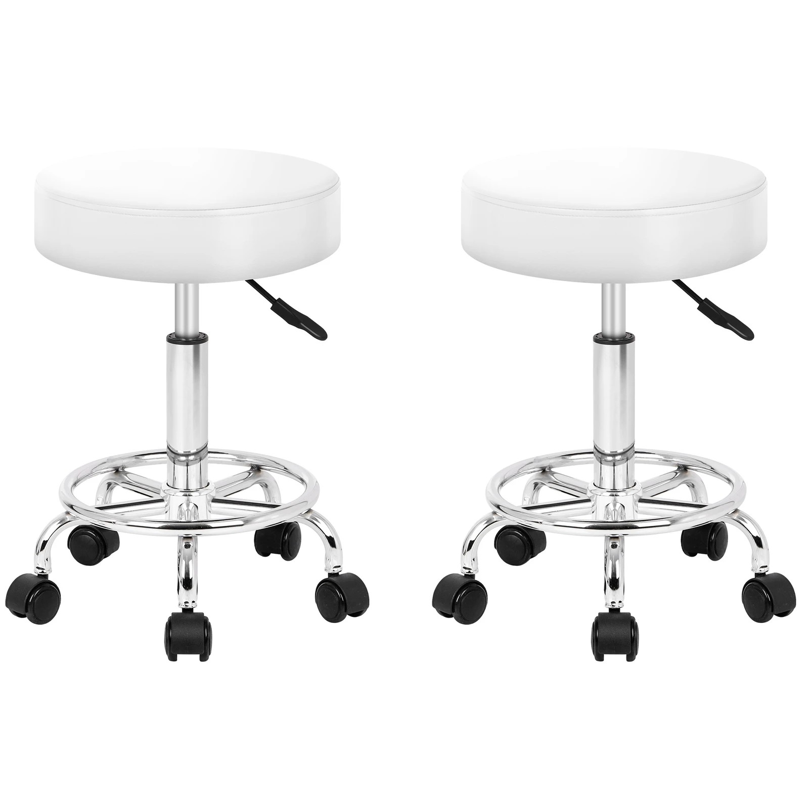 1 Alfordson 2x Salon Stool Round Swivel Barber Hair Dress Chair Gas Lift - White, 1 of 10