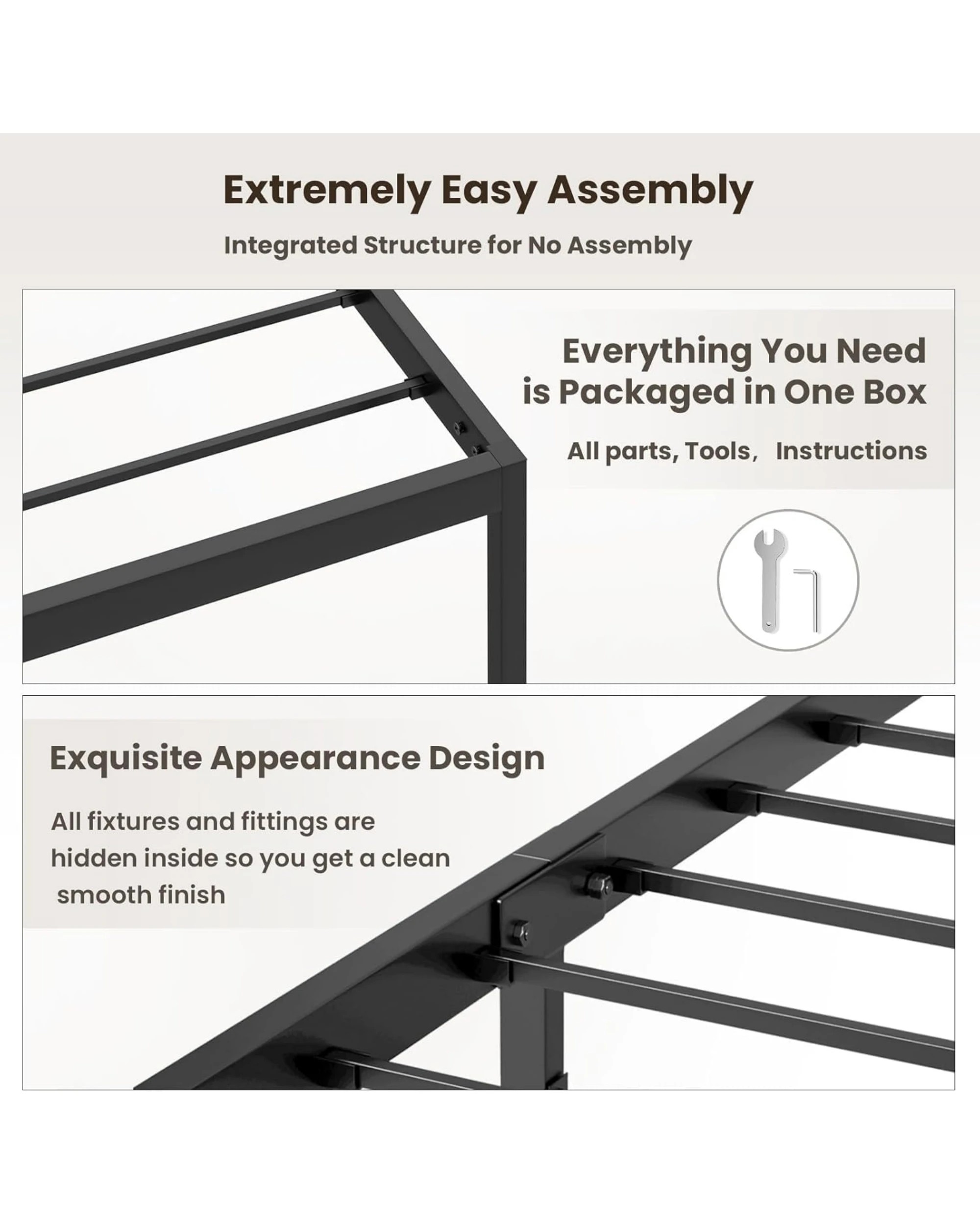 7 Advwin Queen Metal Bed Frame Black, 7 of 8