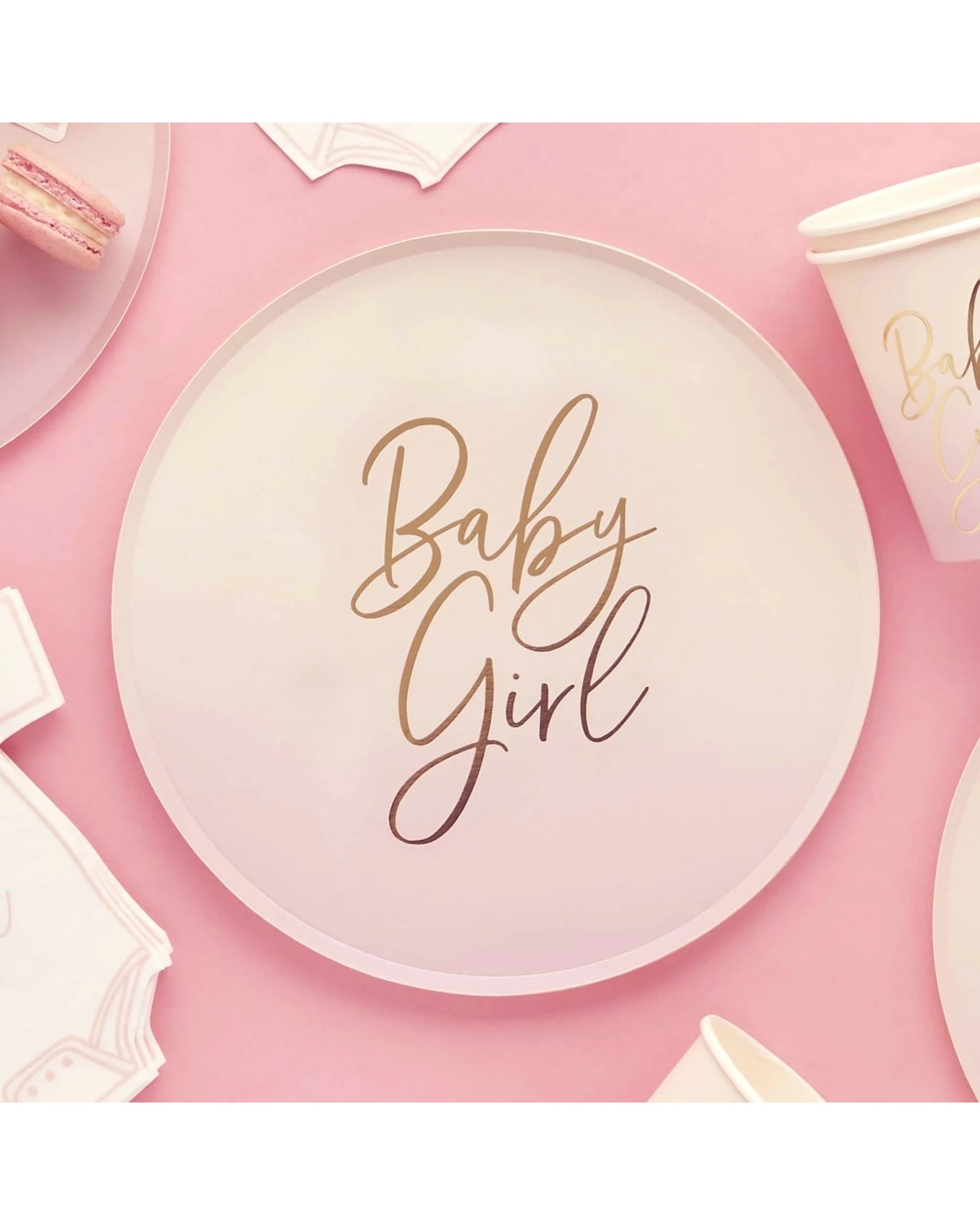 2 Anagram 10pc Baby Shower Paper Plates Party Tableware Decoration 23cm - Pink, 2 of 2