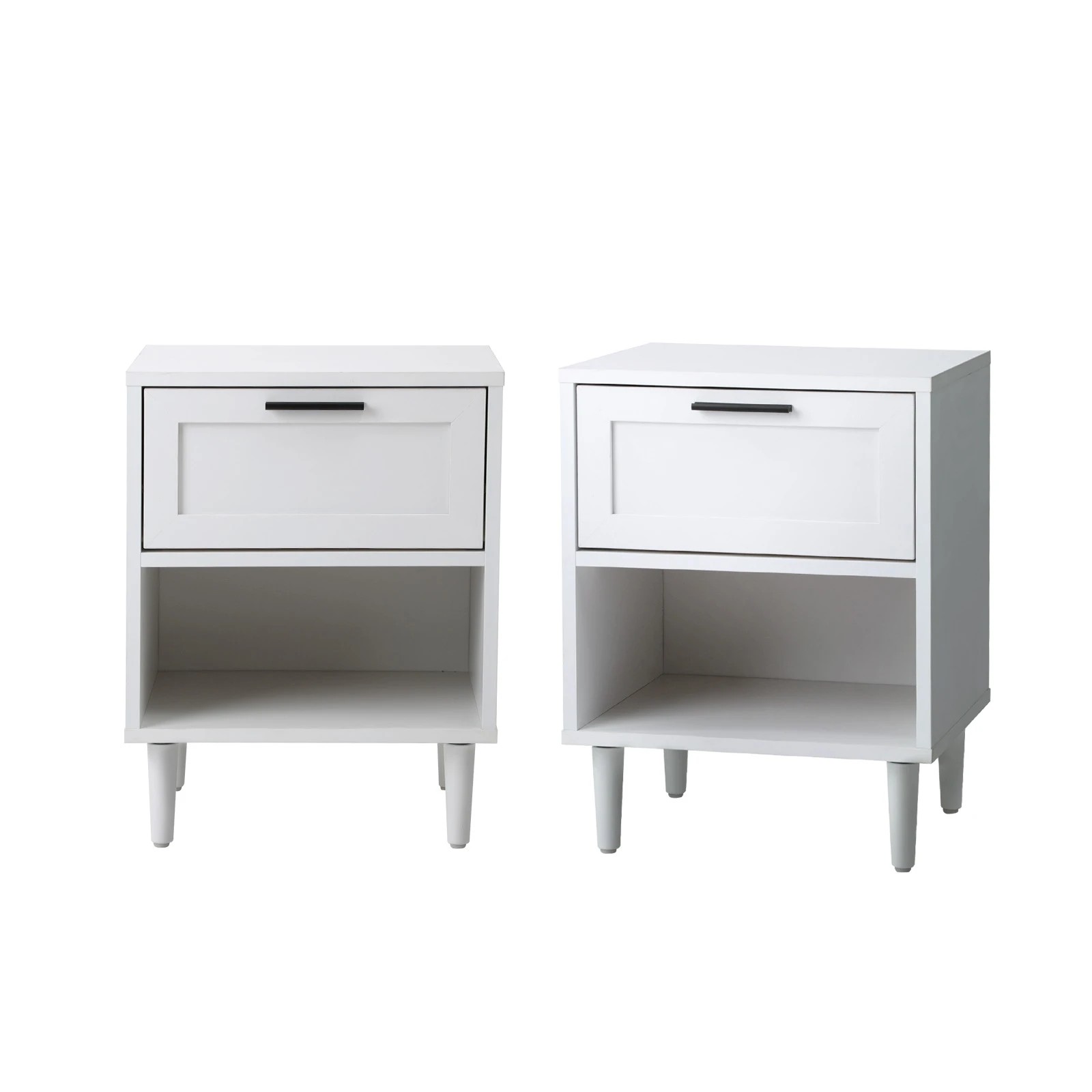 1 Oikiture Bedside Tables Set of 2 Nightstand Side End Table Storage Cabinet - White, 1 of 9