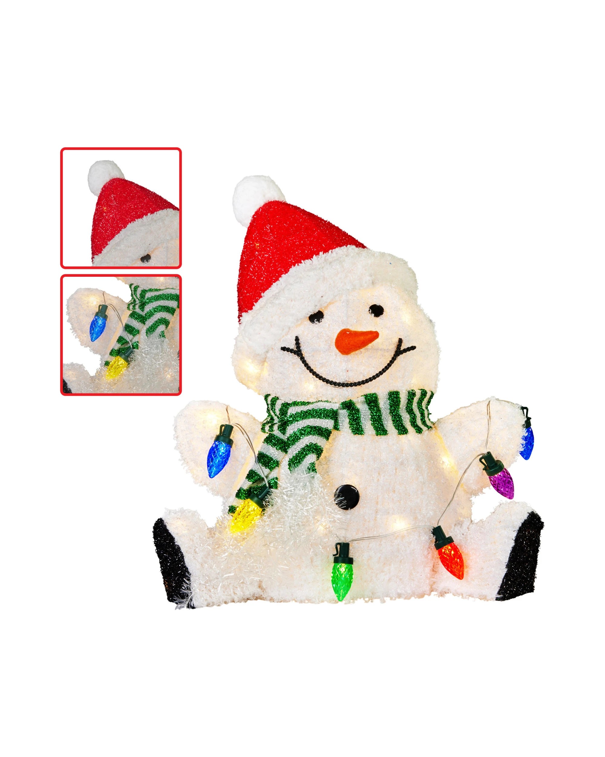 5 Christabelle Sitting Christmas Snowman Display With Lights - 40cm, 5 of 7