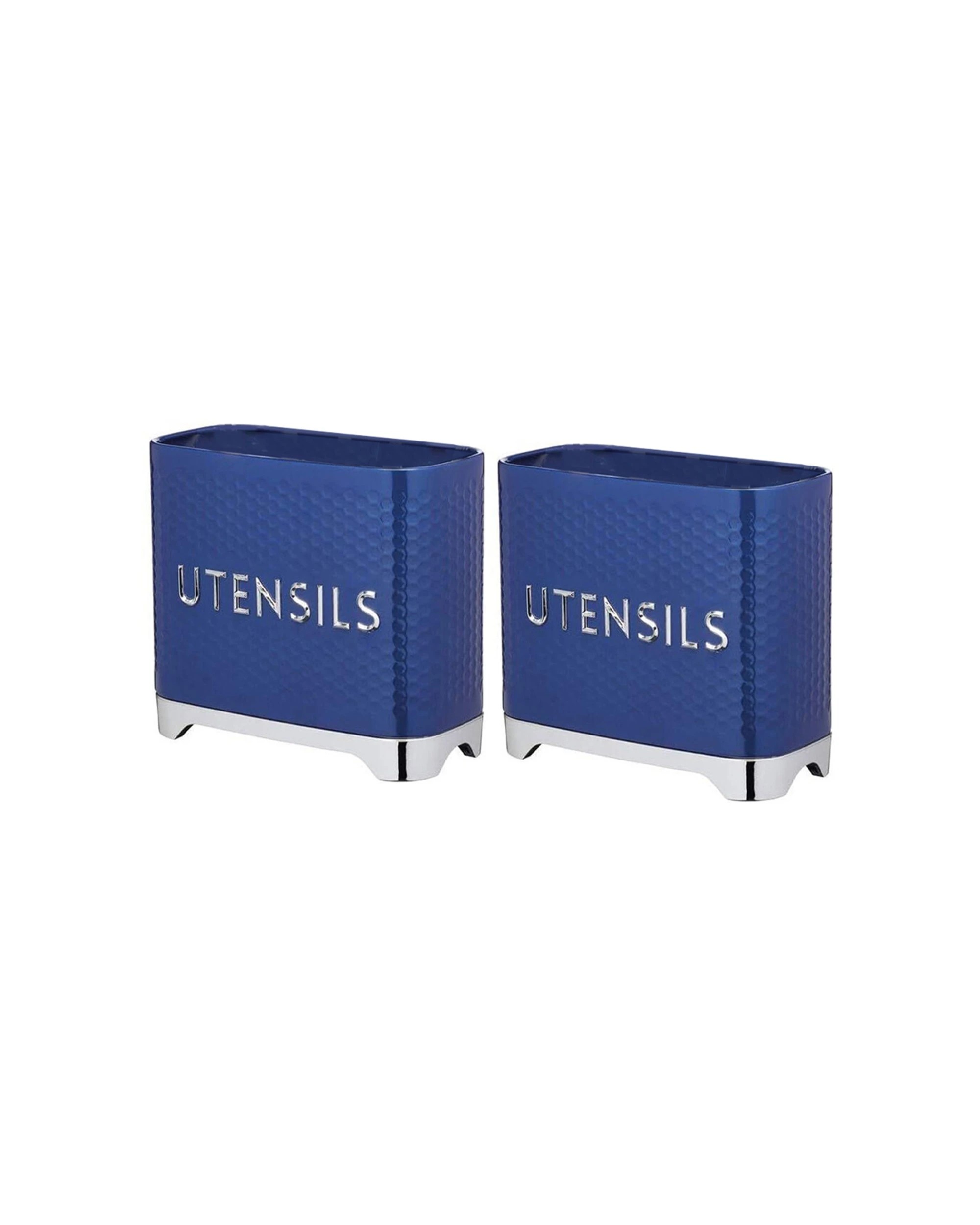 1 Kitchen Craft 2PK Lovello Textured Utensil Holder Sturdy Base Anti-Scratch - Blue, 1 of 1