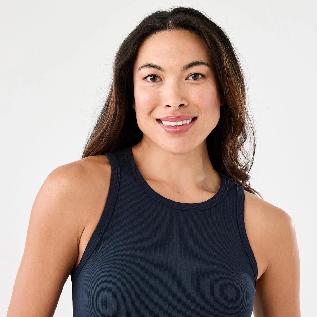 4 Sleeveless Racer Knit Woven Midi Dress Navy Blaze, 4 of 6