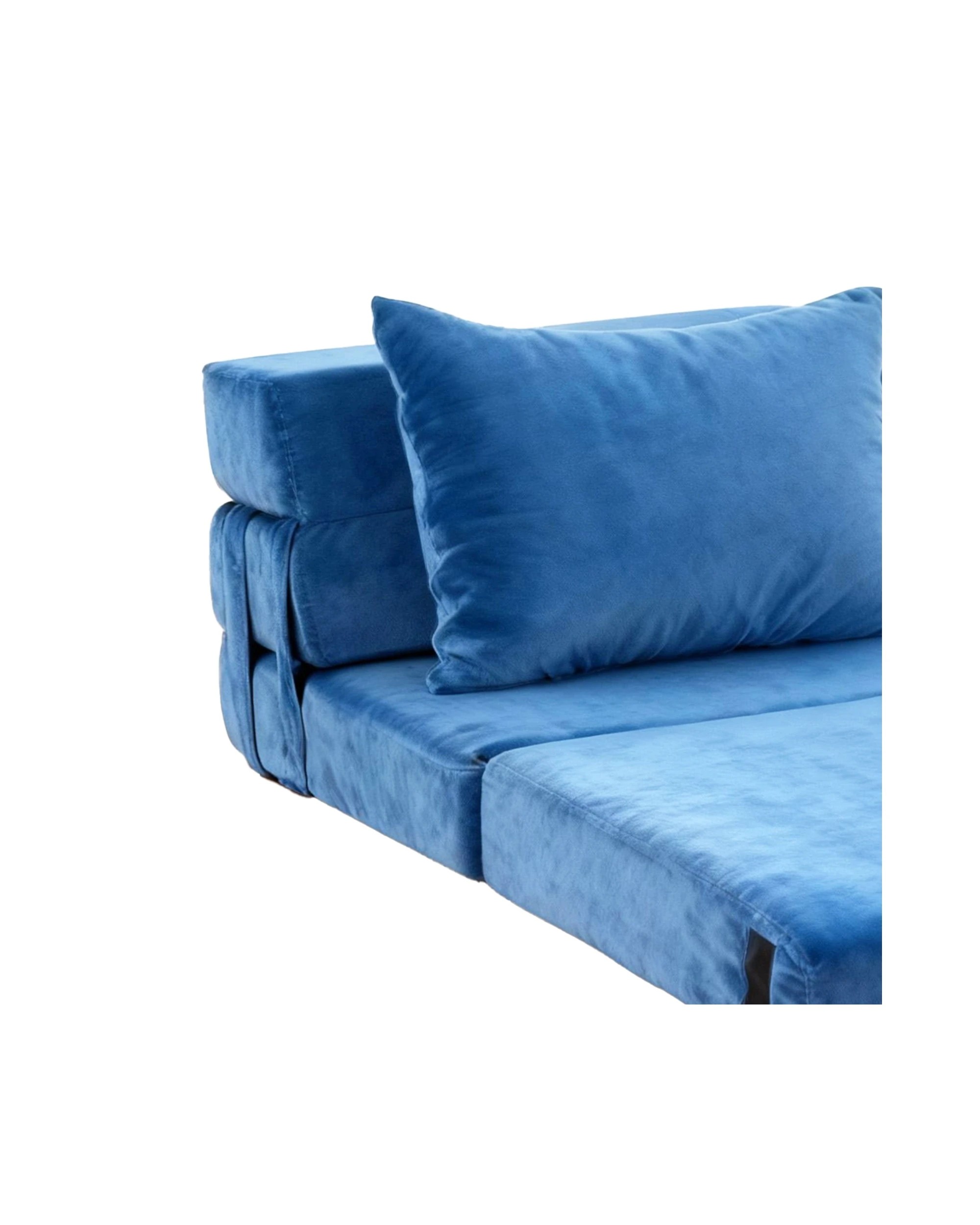 6 Artiss Convertible Folding Sofa Bed Armless Lounger Foam Floor Sofas Futons - Blue, 6 of 7