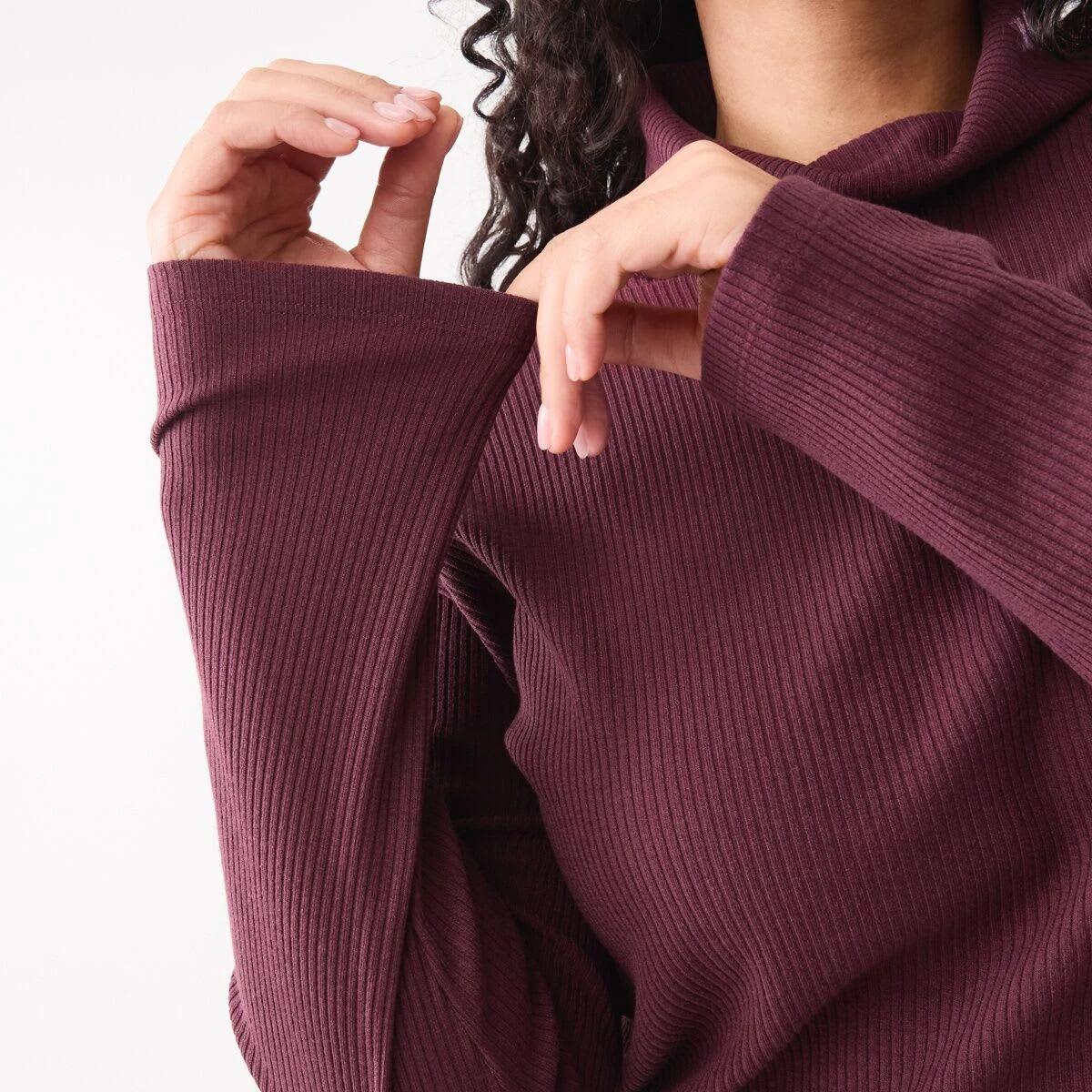 7 Long Sleeve Rib Turtleneck Top Mulberry, 7 of 7