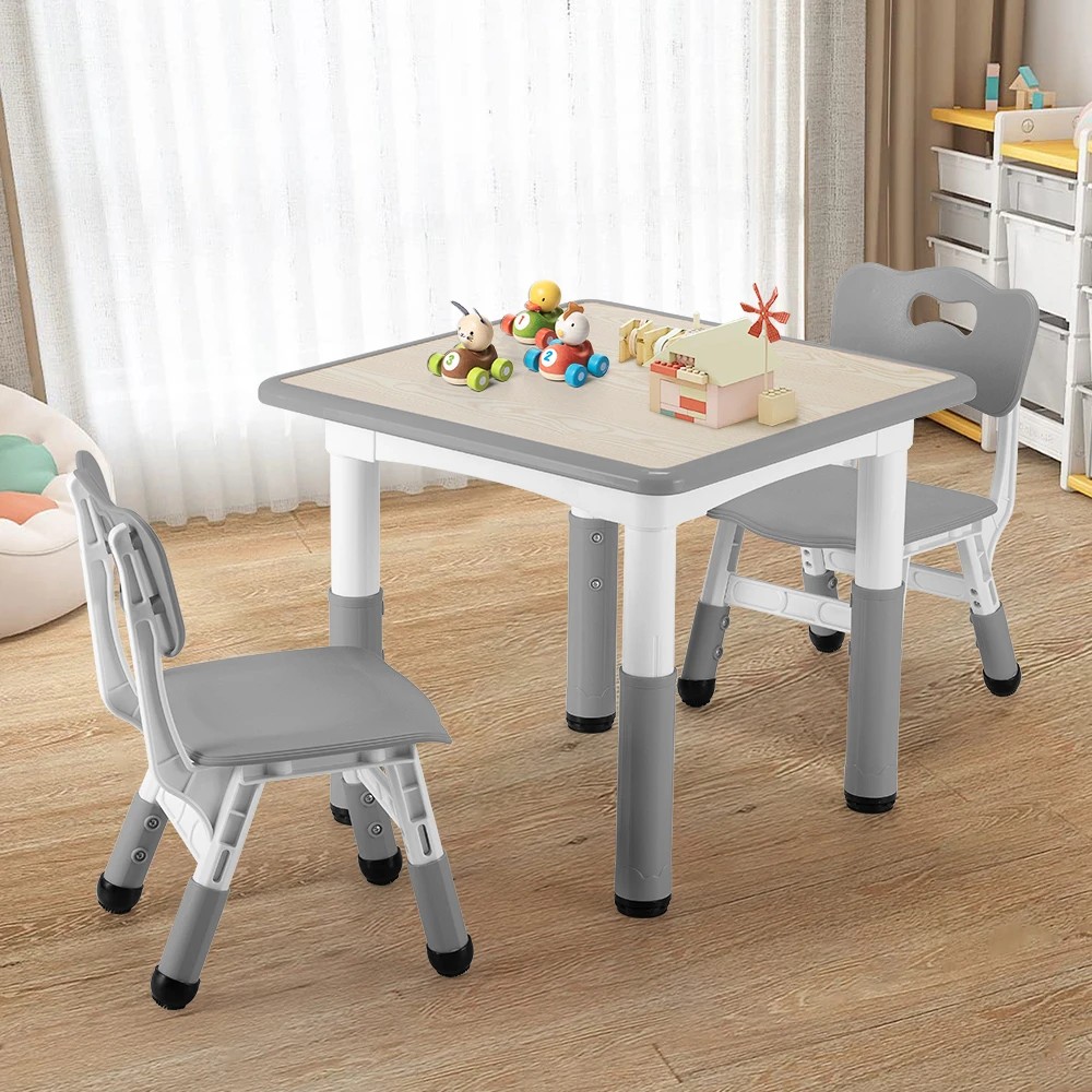 3 PlayPals Kids Table Chairs Set Height Adjustable Toddler Graffiti Desktop - Grey, 3 of 4