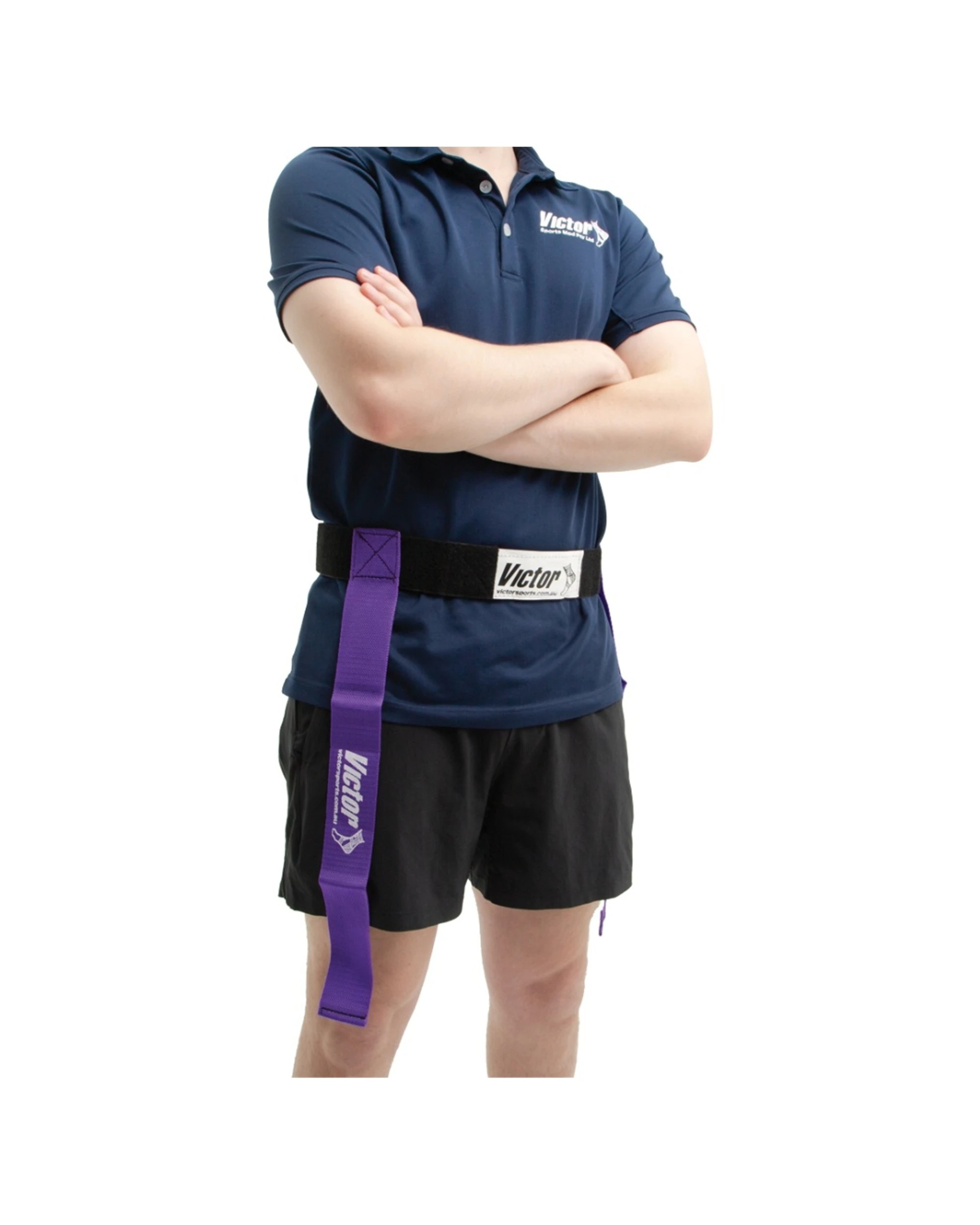 3 Victor Sports 3pc Tag Belt Set Loop Fastener Tags 150cm Belt 50cm - Purple, 3 of 3