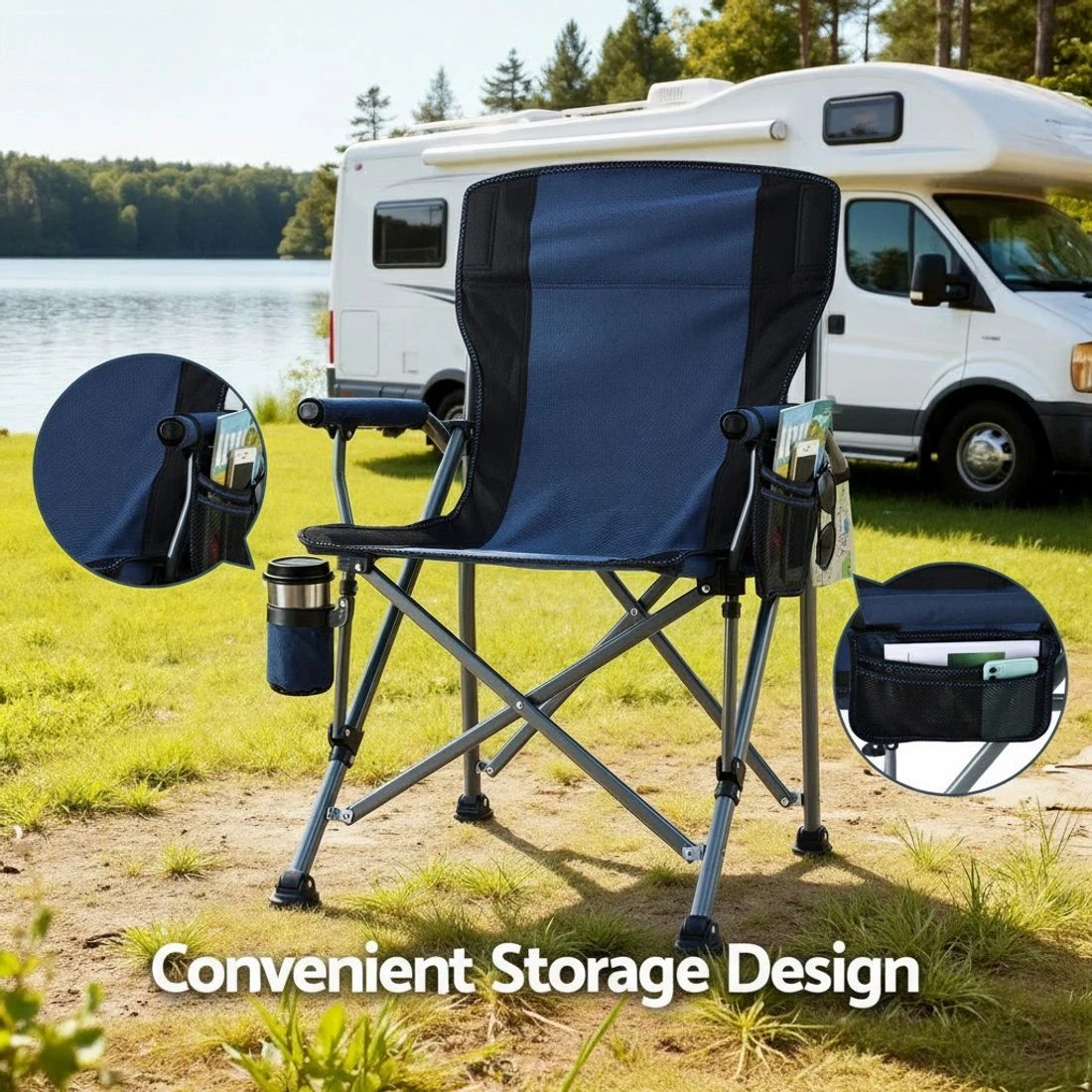 5 Weisshorn Camping Chair Folding Outdoor Portable Seat Lightweight Beach Picnic Fishing Capacity 120KG - Multi, 5 of 7