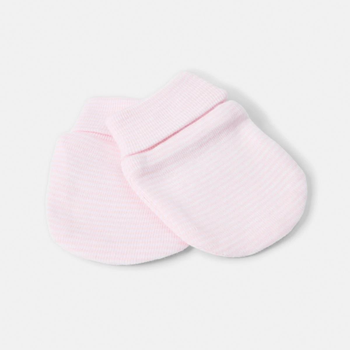 7 2 Pack Newborn Hat and Mittens Set PINK STRIPE AND SPOT, 7 of 8