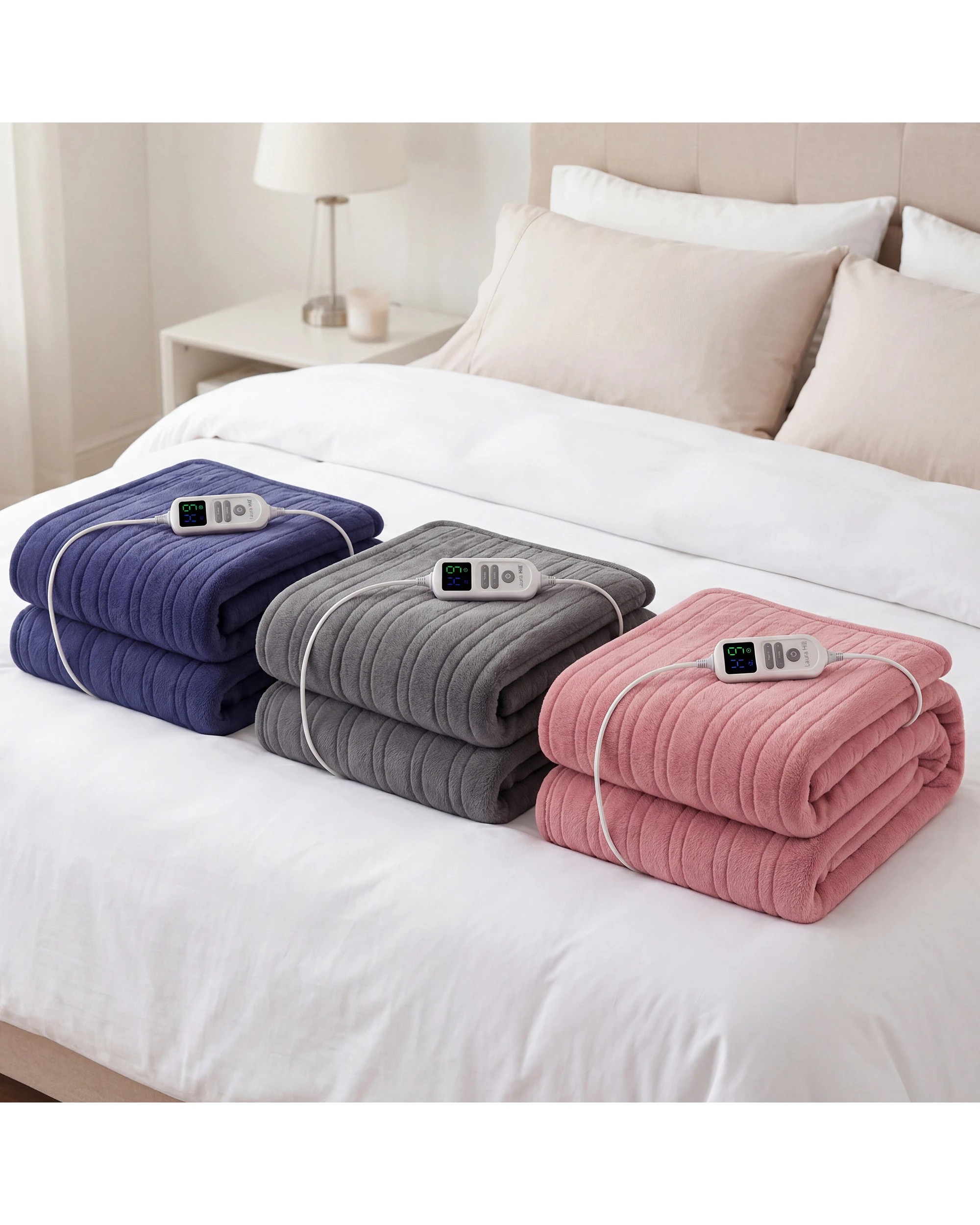 5 Laura Hill XL Electric Heated Blanket Throw Soft Coral Fleece 10 Heat Settings Machine Washable - Blue, 5 of 8