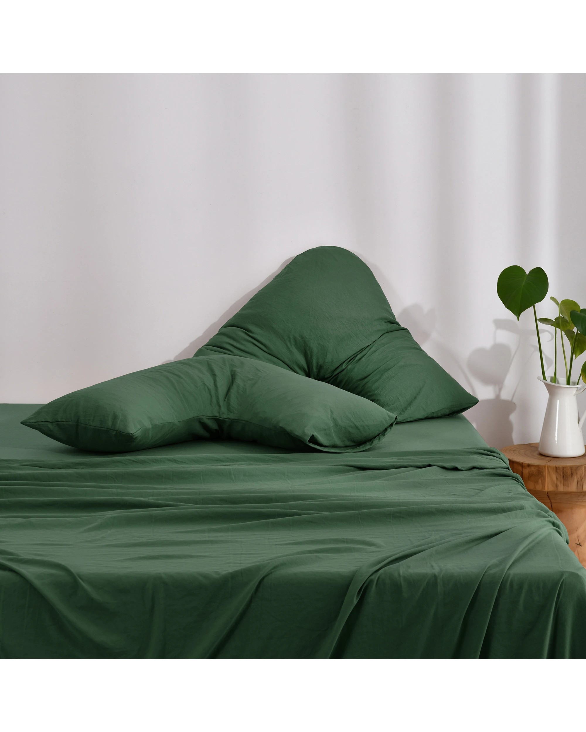 5 Dreamaker Superfine Washed Microfibre V-Shape Pillowcase Twin Pack - Hunter Green, 5 of 5