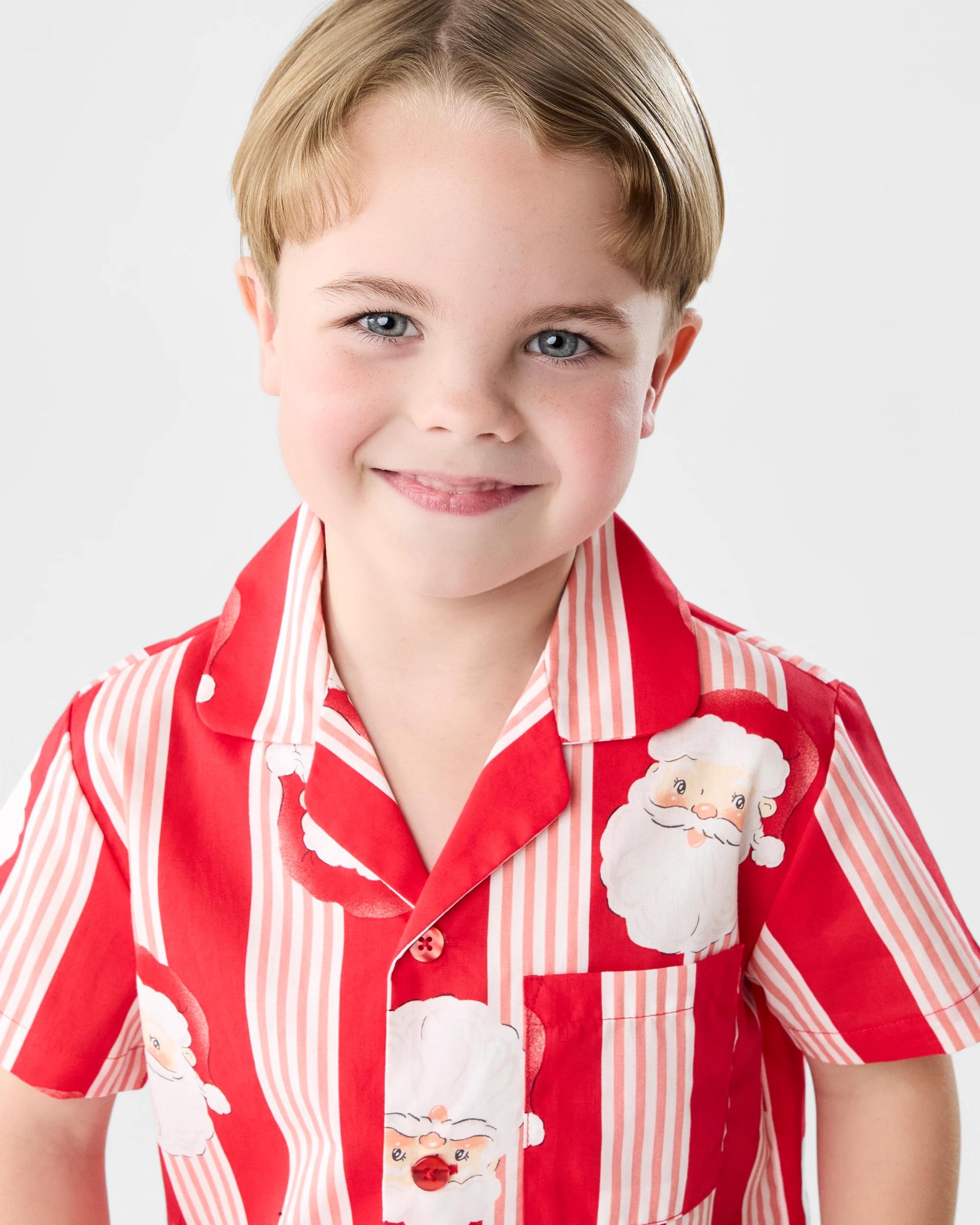 4 Family Matching Christmas Santa Stripes Younger Kids Pyjama Set Santa Face, 4 of 10