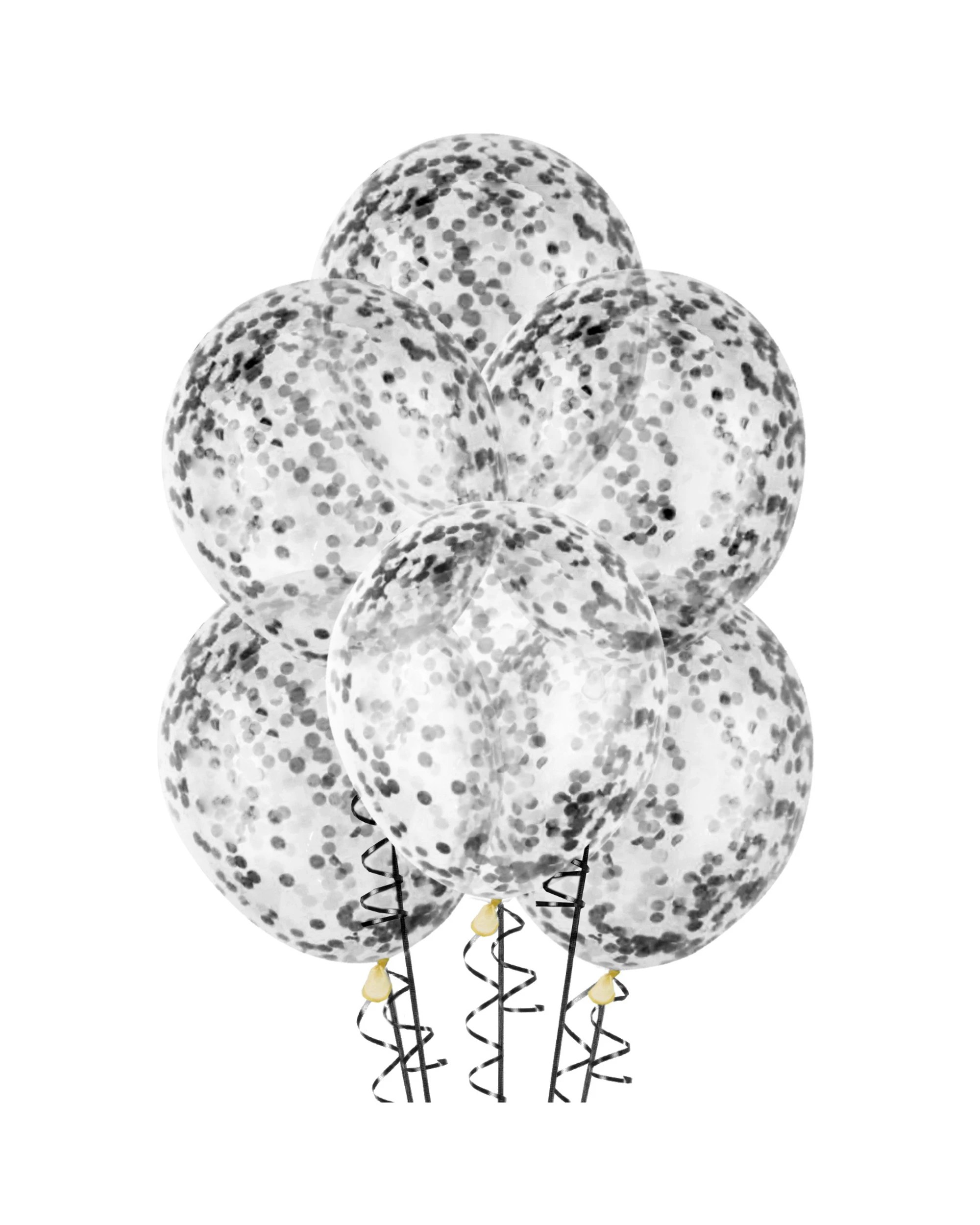1 Unique Pre-Filled Confetti Balloons Pack of 6 - Black, 1 of 1